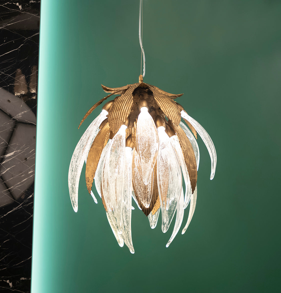 Lüksemburg 12+12 Glass Gold Aluminum Dining Table Top Chandelier - Heka Lighting & Trading Limited