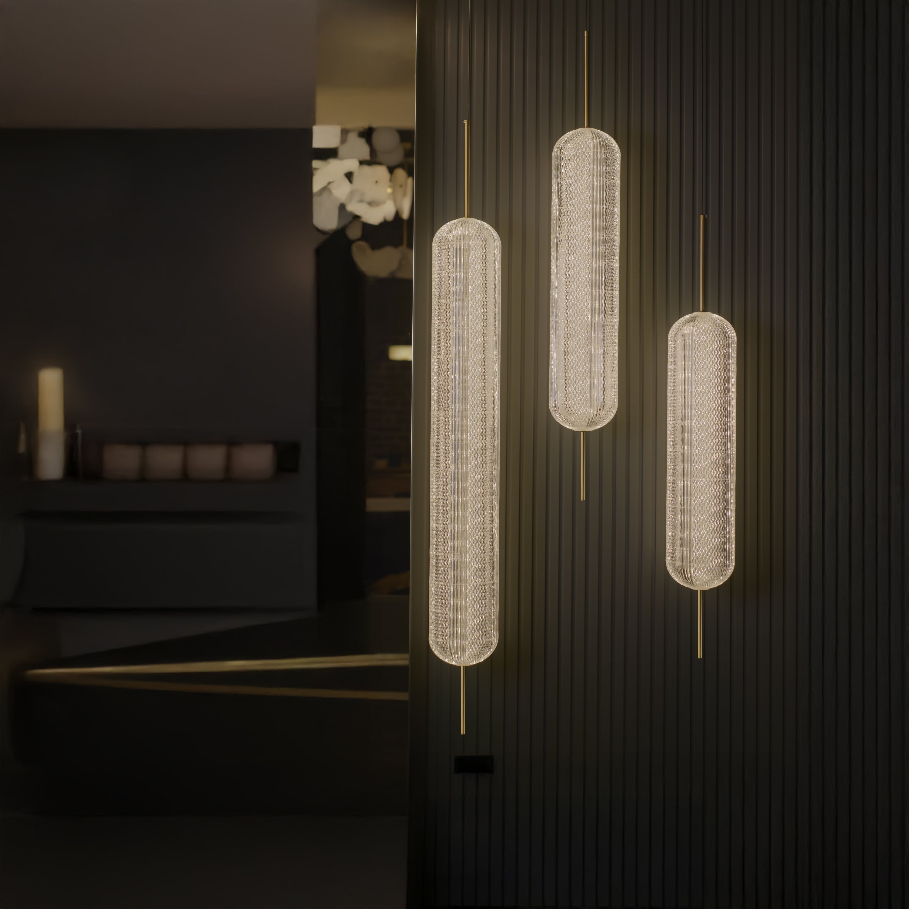 Sofya Acrylic Transparent Antique Glass Led Pendant Light Chandelier 100 Cm - Heka Lighting & Trading Limited