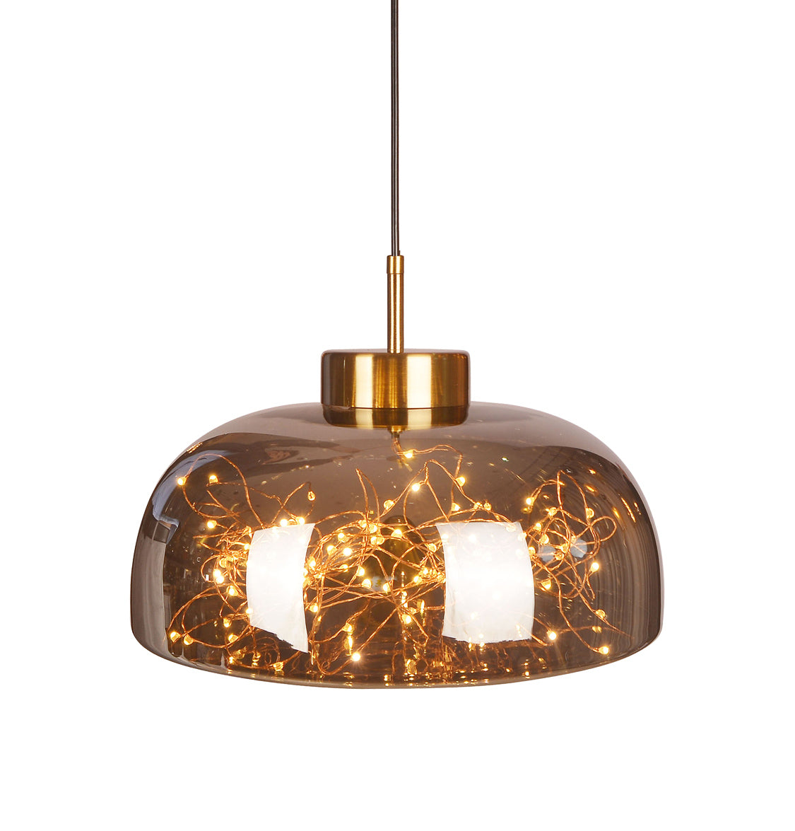 Viyana Dome Smoked Antique Glass Led Pendant Light Chandelier 35 Cm - Heka Lighting & Trading Limited