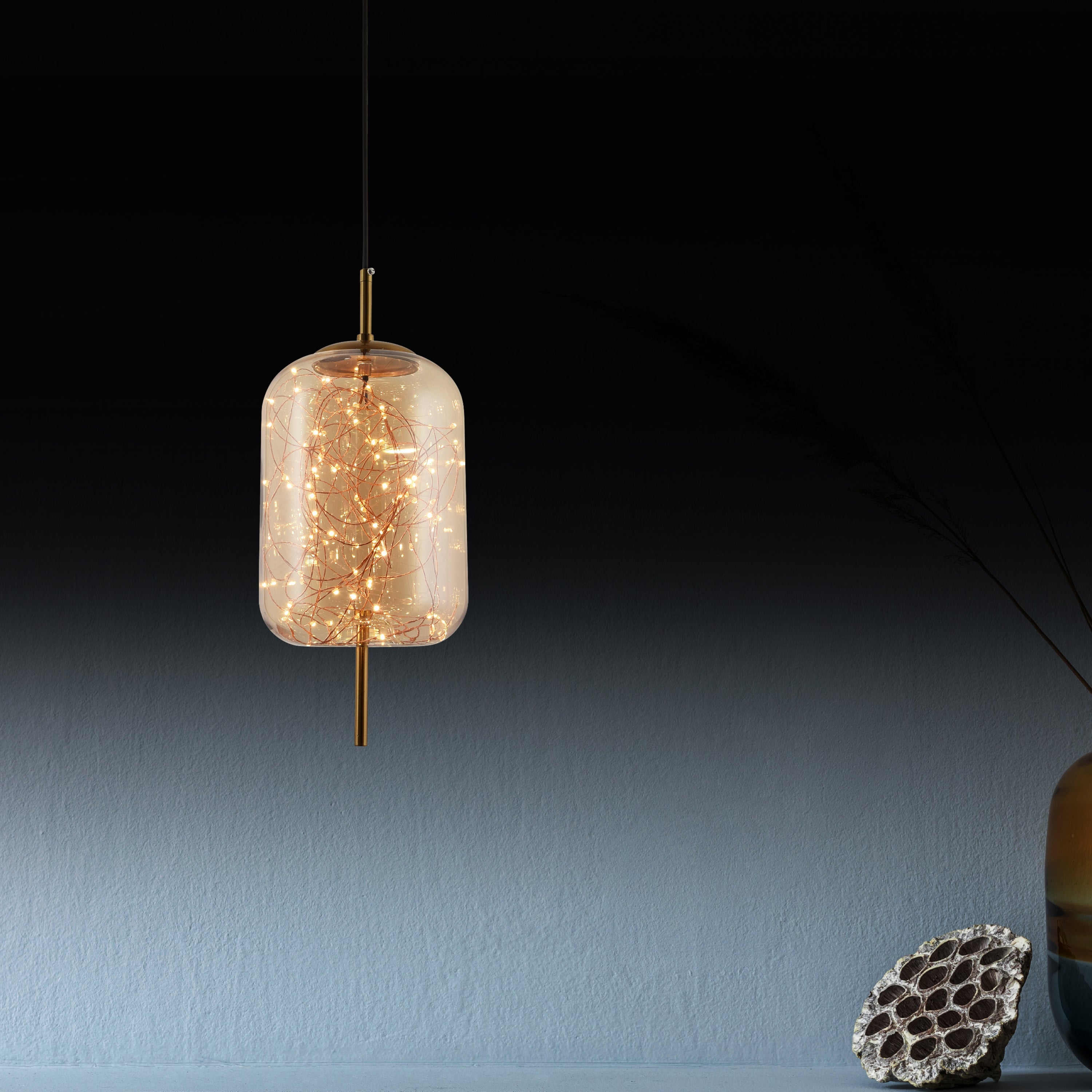 Viyana Antique Honey Glass Pendant Light Chandelier 18 Cm | Modern Decorative Lighting For Homes & Hotels - Heka Lighting & Trading Limited