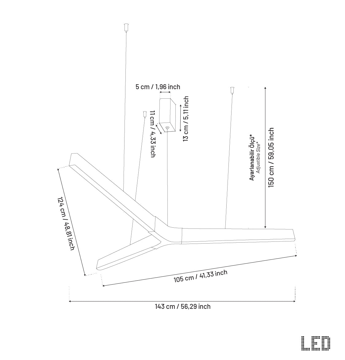 Tugela Three Sleeve Dark Antique Pendant Light Chandelier 106 Cm | Modern Decorative Lighting For Homes & Hotels - Heka Lighting & Trading Limited