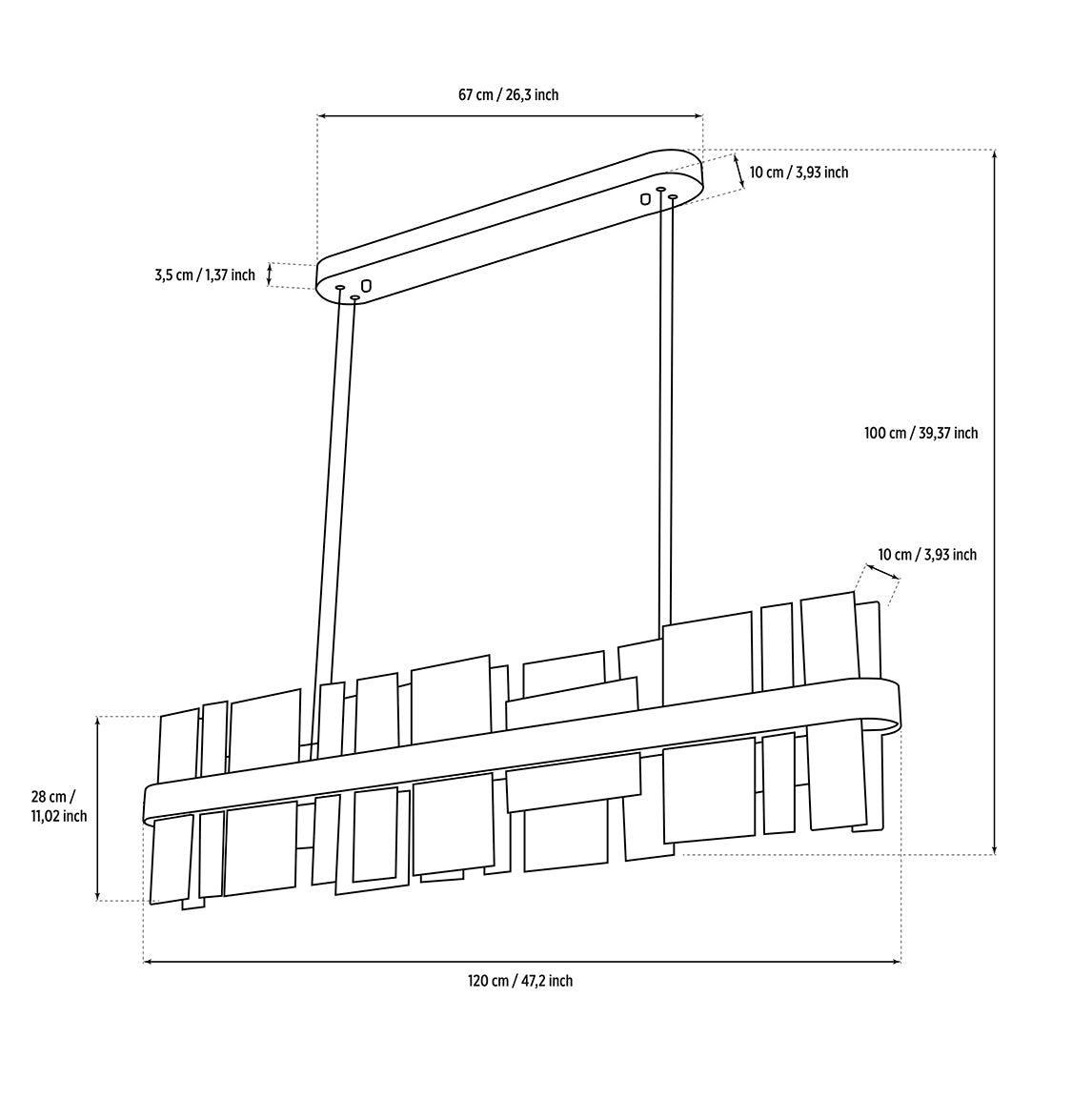 Ekho Marble Platinum Dining Table Pendant Light Chandelier 120 Cm | Modern Decorative Lighting For Homes & Hotels - Heka Lighting & Trading Limited