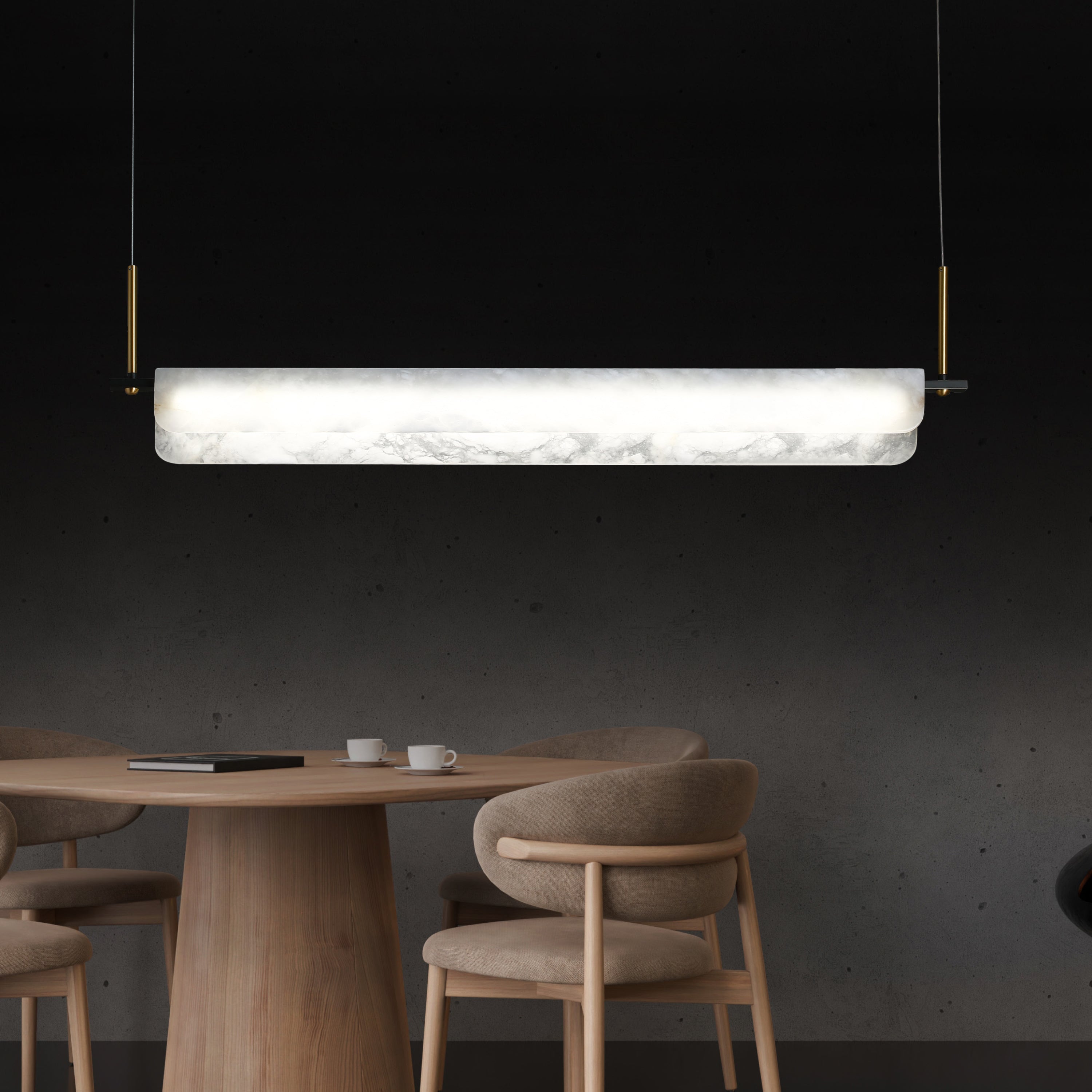 Orkos Single Marble Pendant Light Chandelier 130 Cm - Heka Lighting & Trading Limited