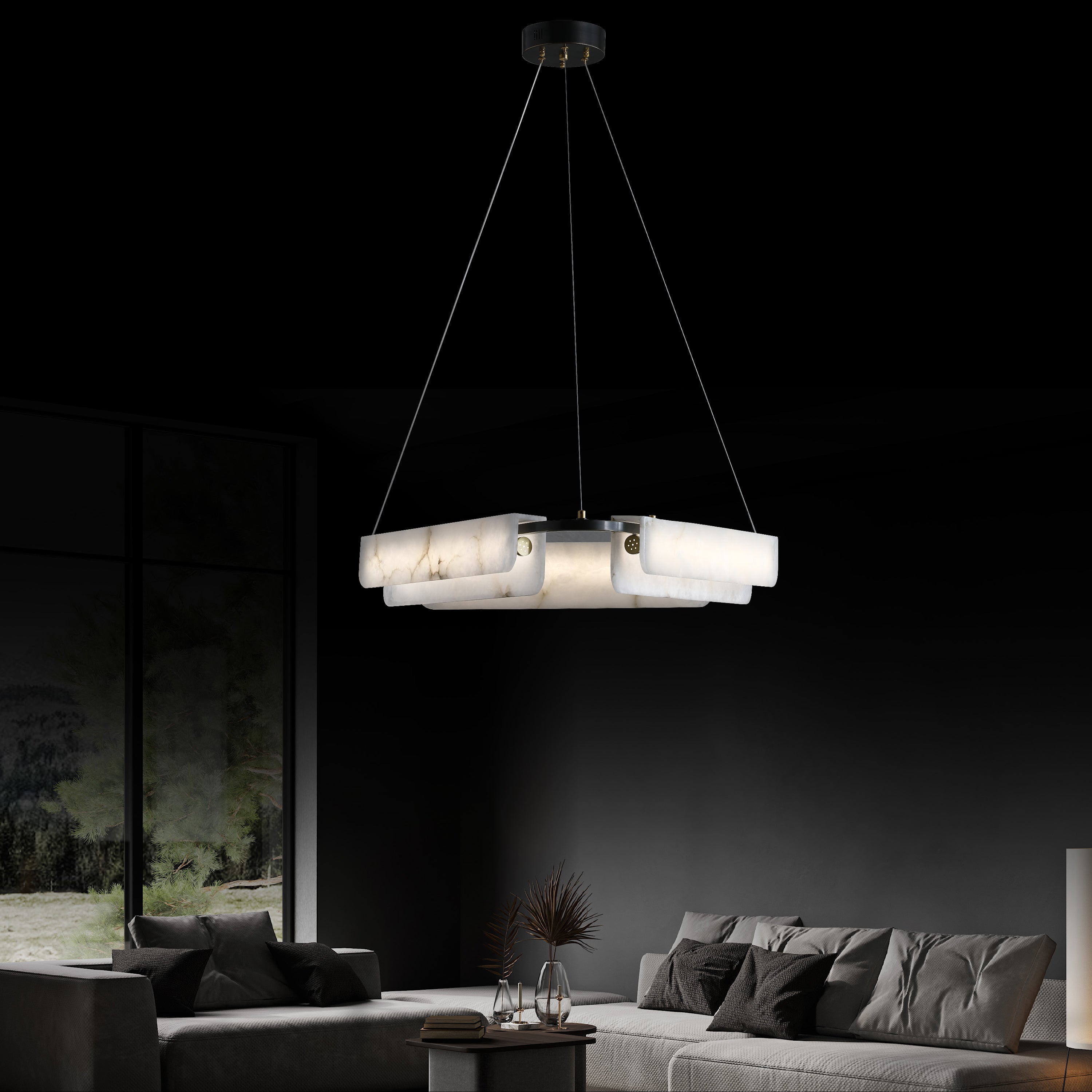 Orkos 3-Piece Marble Pendant Light Chandelier 60 Cm - Heka Lighting & Trading Limited