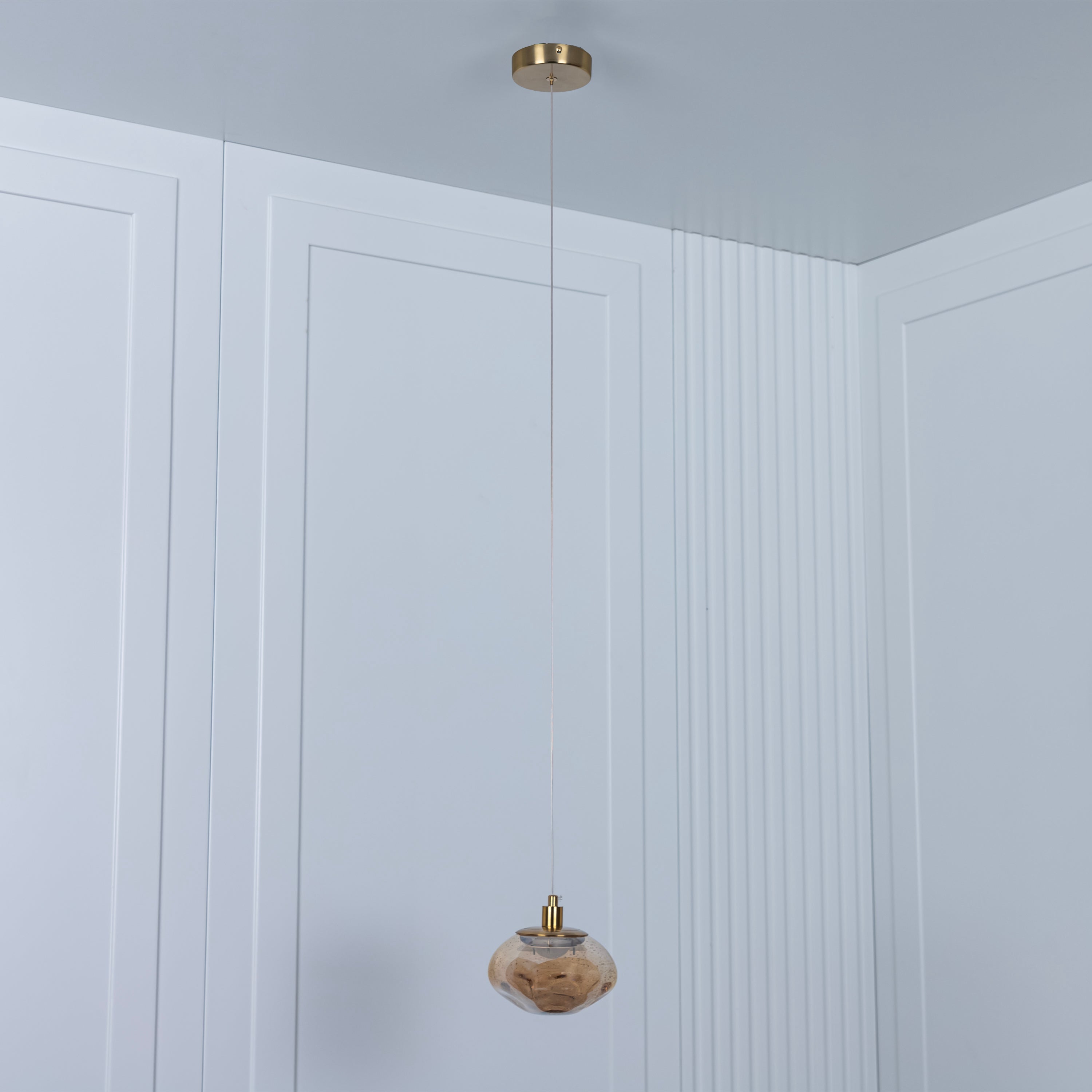 Odense Bubbly Flat Honey Glass Antique Pendant Light Chandelier - Heka Lighting & Trading Limited