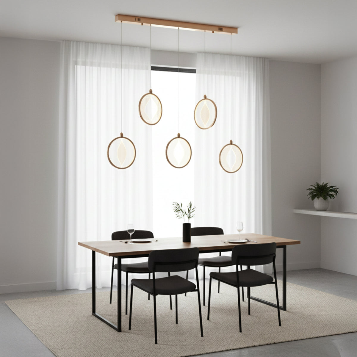 Asena 5-Piece Acrylic Dining Table Top Led Pendant Light Chandelier