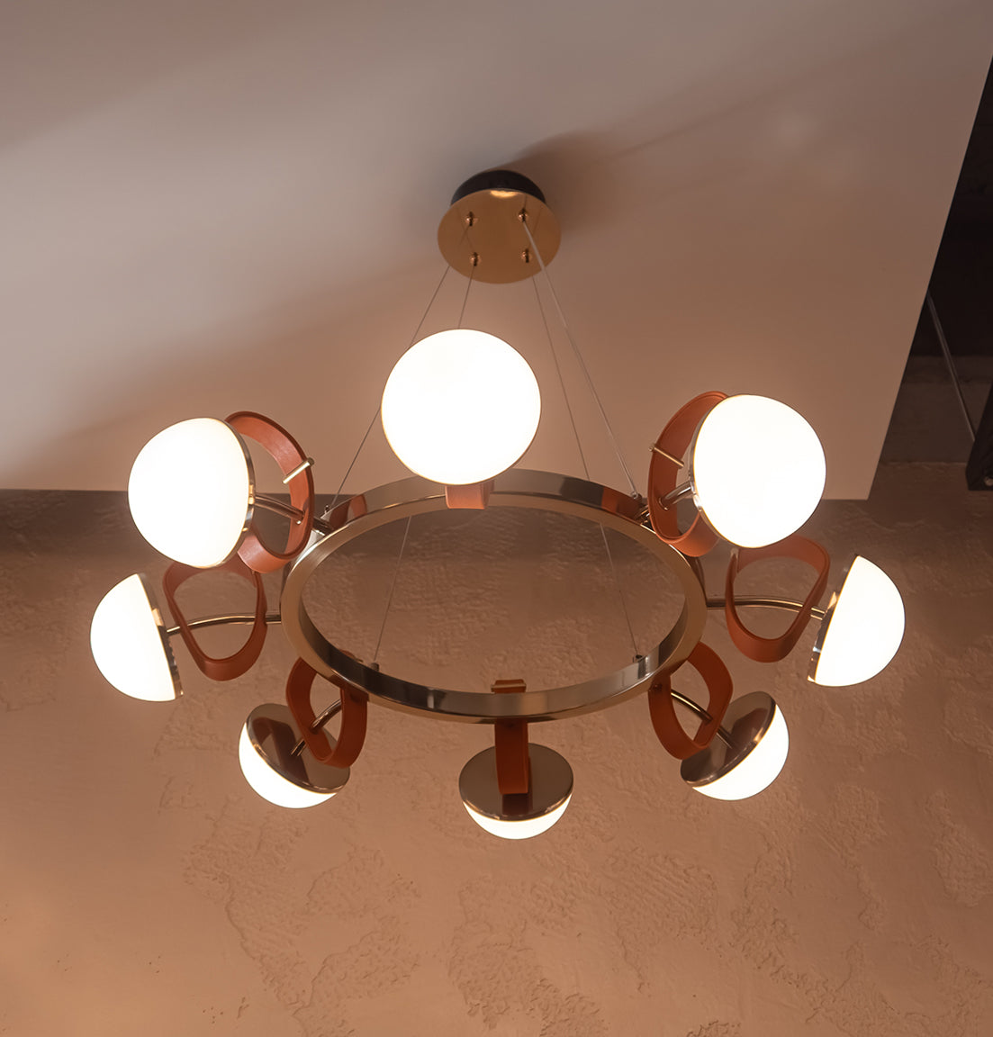 Nepal Platinum Eight Soft Glass Living Room Chandelier 80 Cm - Heka Lighting & Trading Limited