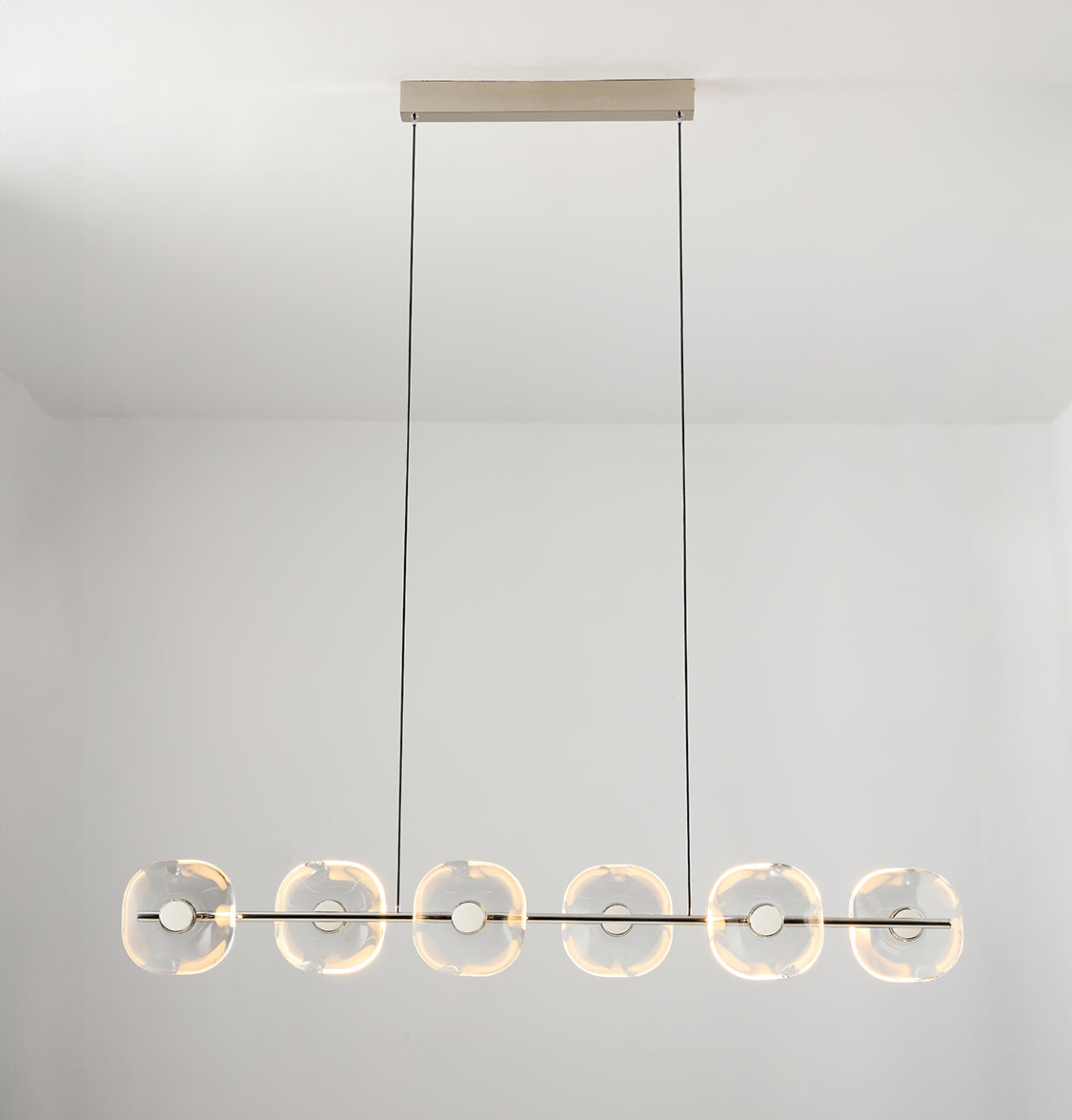 Üsküp 6-Piece Transparent Crystal Chrome Dining Table Chandelier - Heka Lighting & Trading Limited