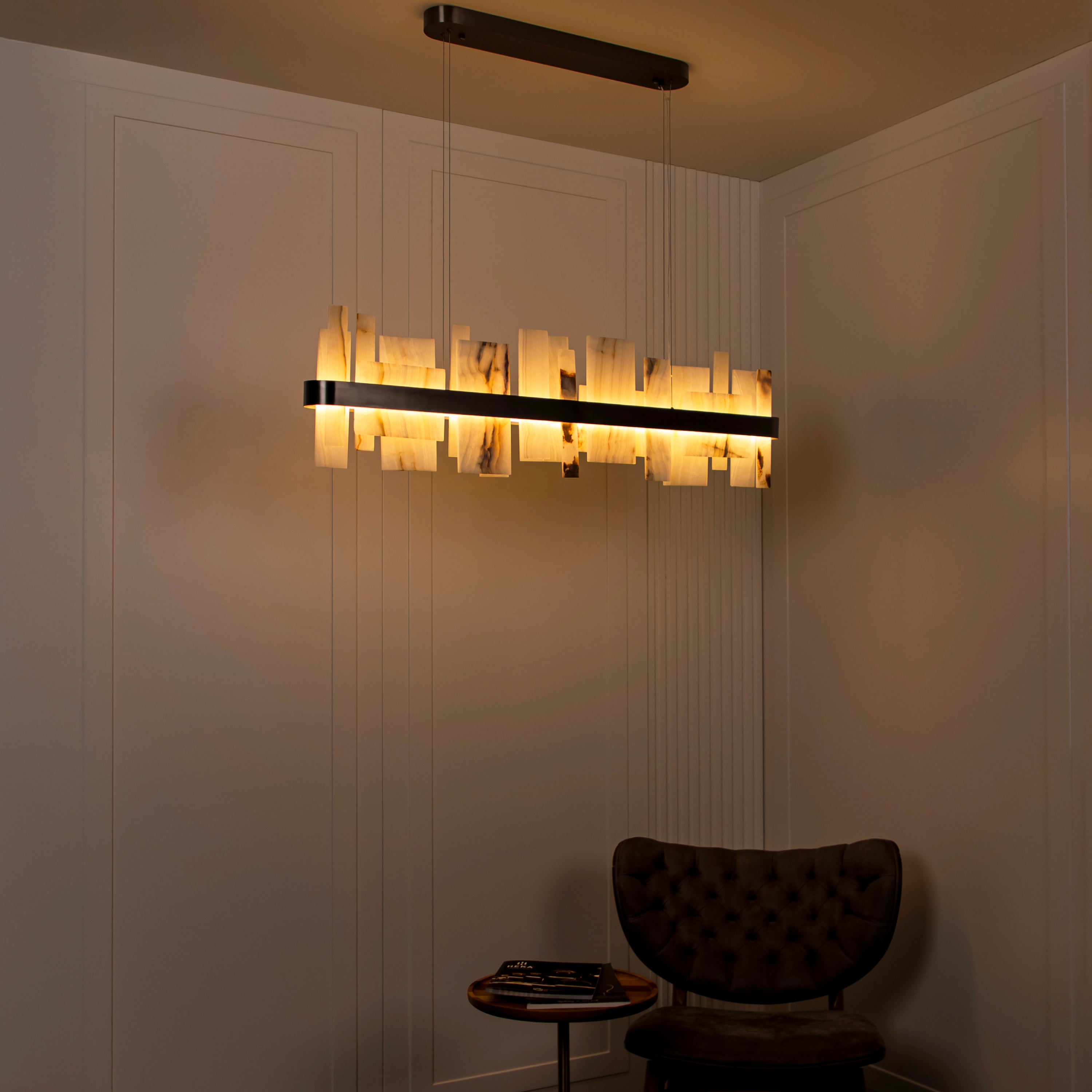 Ekho Marble Platinum Dining Table Pendant Light Chandelier 120 Cm | Modern Decorative Lighting For Homes & Hotels - Heka Lighting & Trading Limited