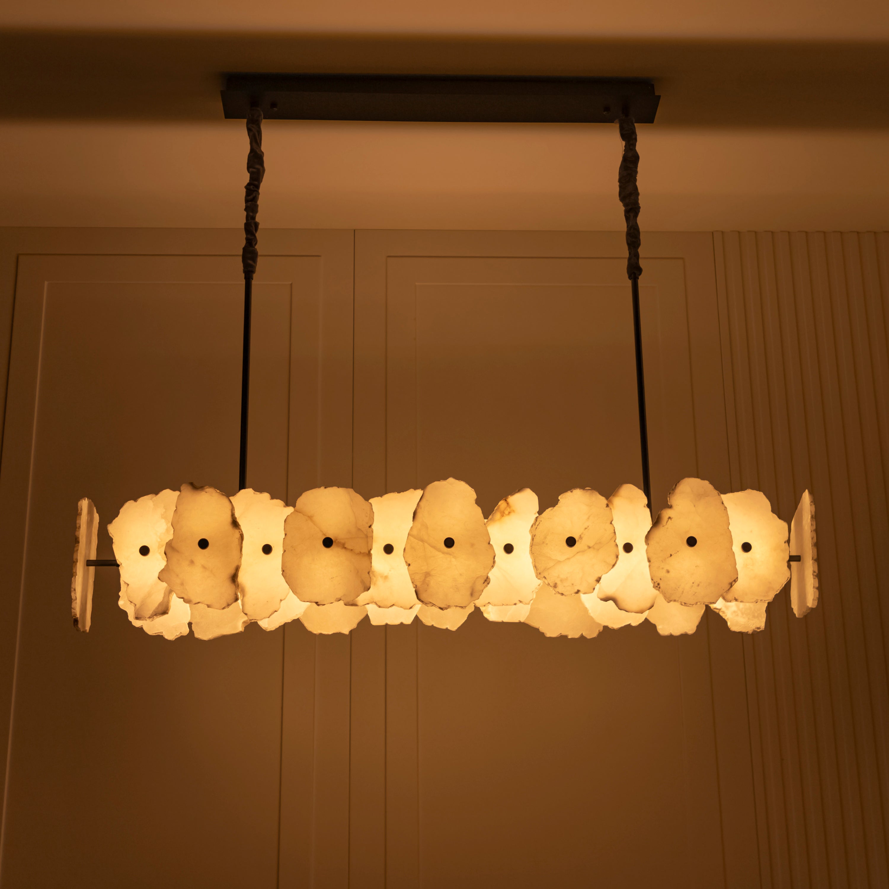 Anvers Marble Dining Table Platinum Chandelier | Modern Decorative Lighting For Homes & Hotels - Heka Lighting & Trading Limited