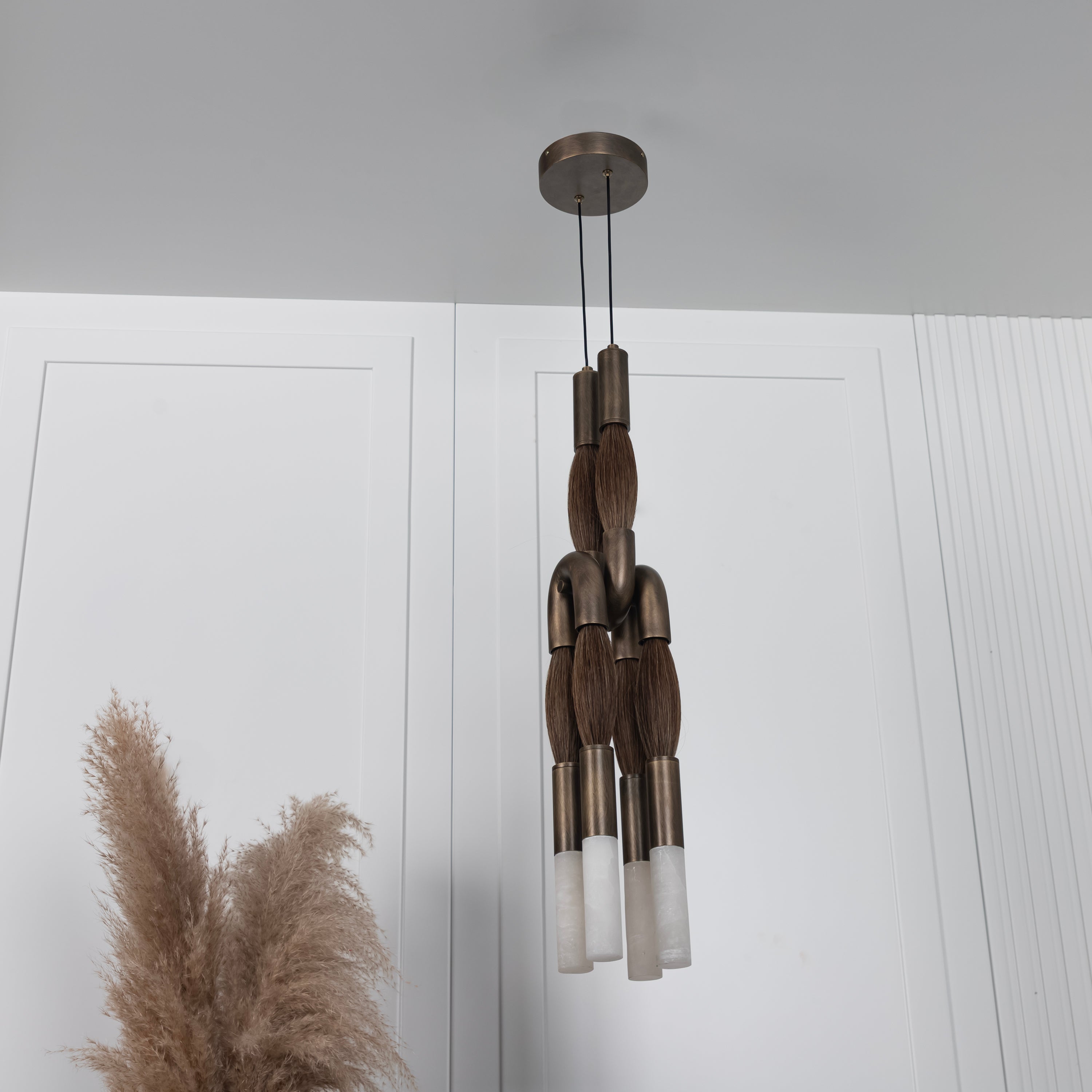 Pony Double Horse Hair Dark Antique Marble Pendant Light Small Chandelier - Heka Lighting & Trading Limited