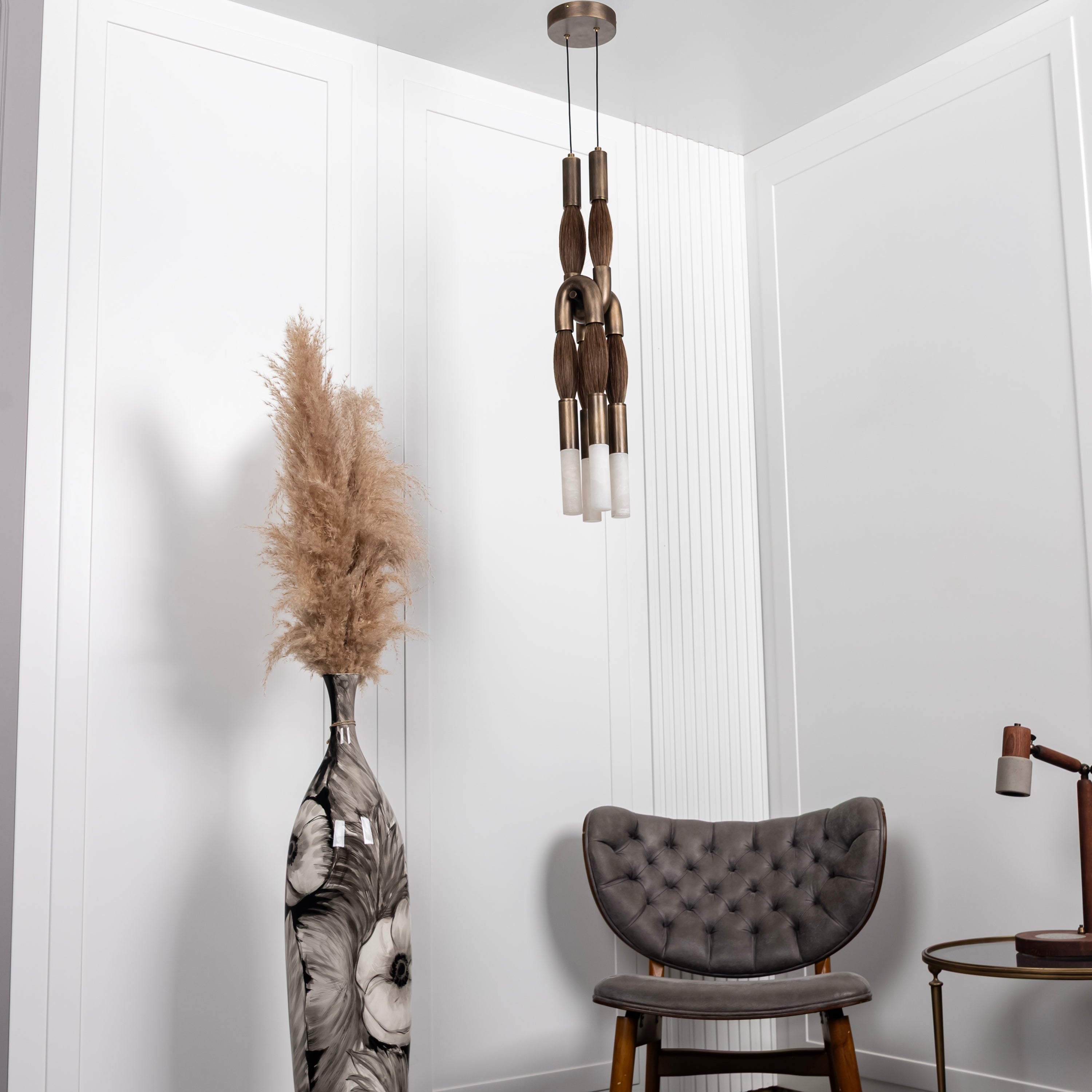 Pony Double Horse Hair Dark Antique Marble Pendant Light Small Chandelier - Heka Lighting & Trading Limited