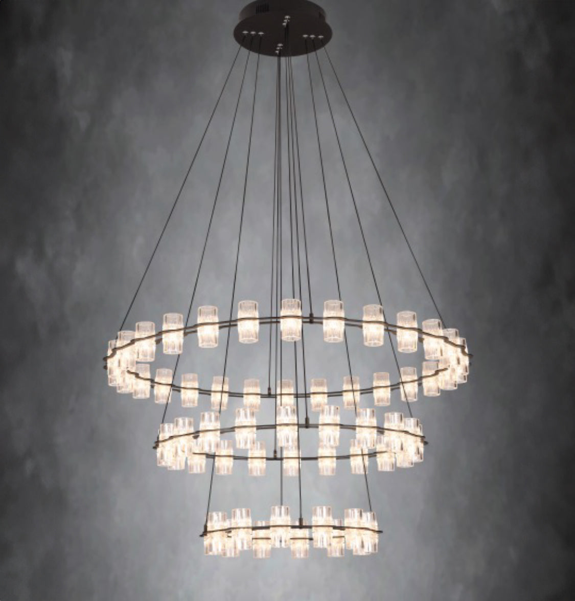 Panama 12+20+28 Transparent Acrylic Black Chandelier - Heka Lighting & Trading Limited