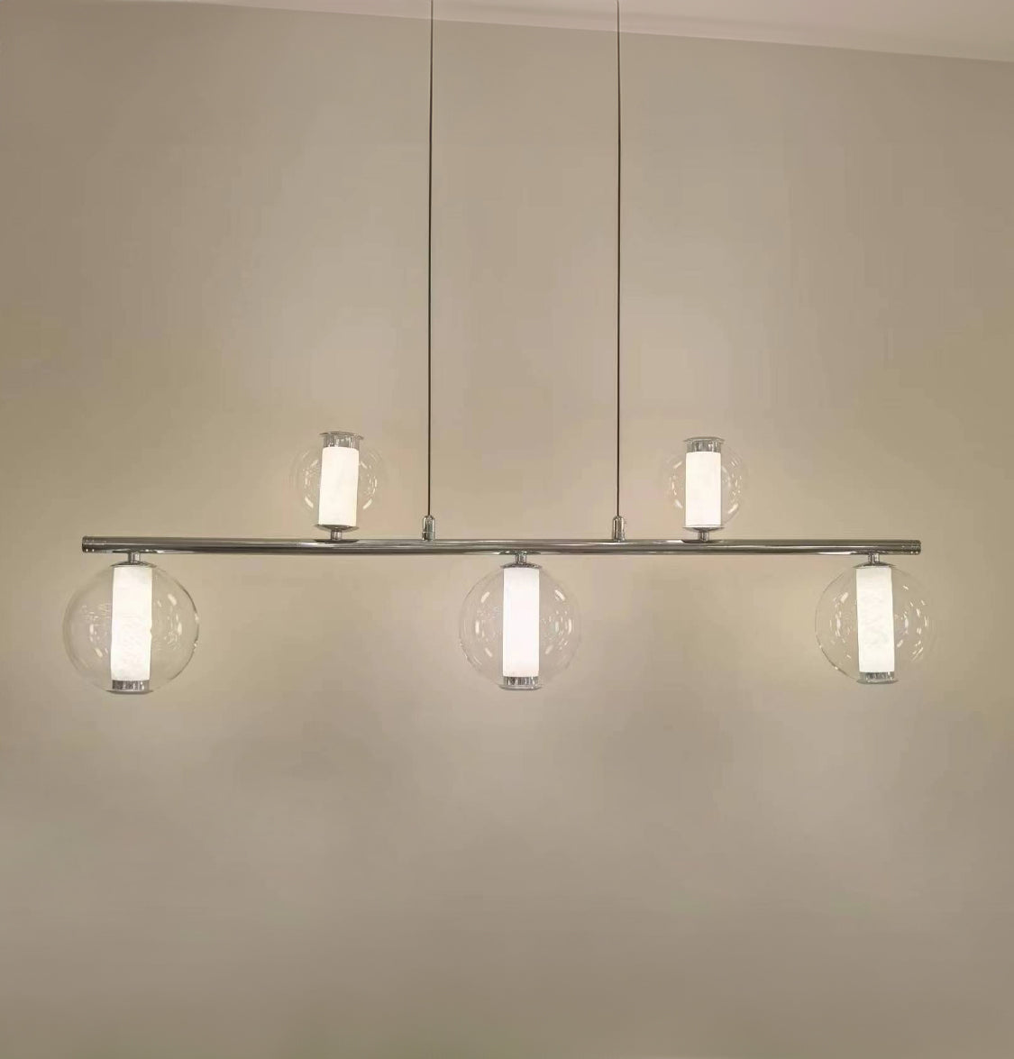 Bükreş 5-Piece Chrome Stainless Dining Table Chandelier - Heka Lighting & Trading Limited