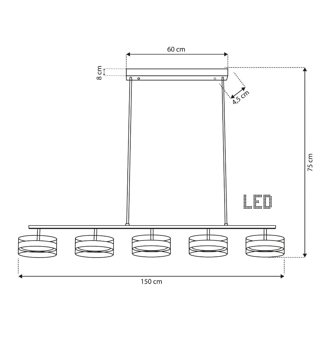 Berlin 5-Piece Platinum Stainless Transparent Glass Dining Table Chandelier - Heka Lighting & Trading Limited