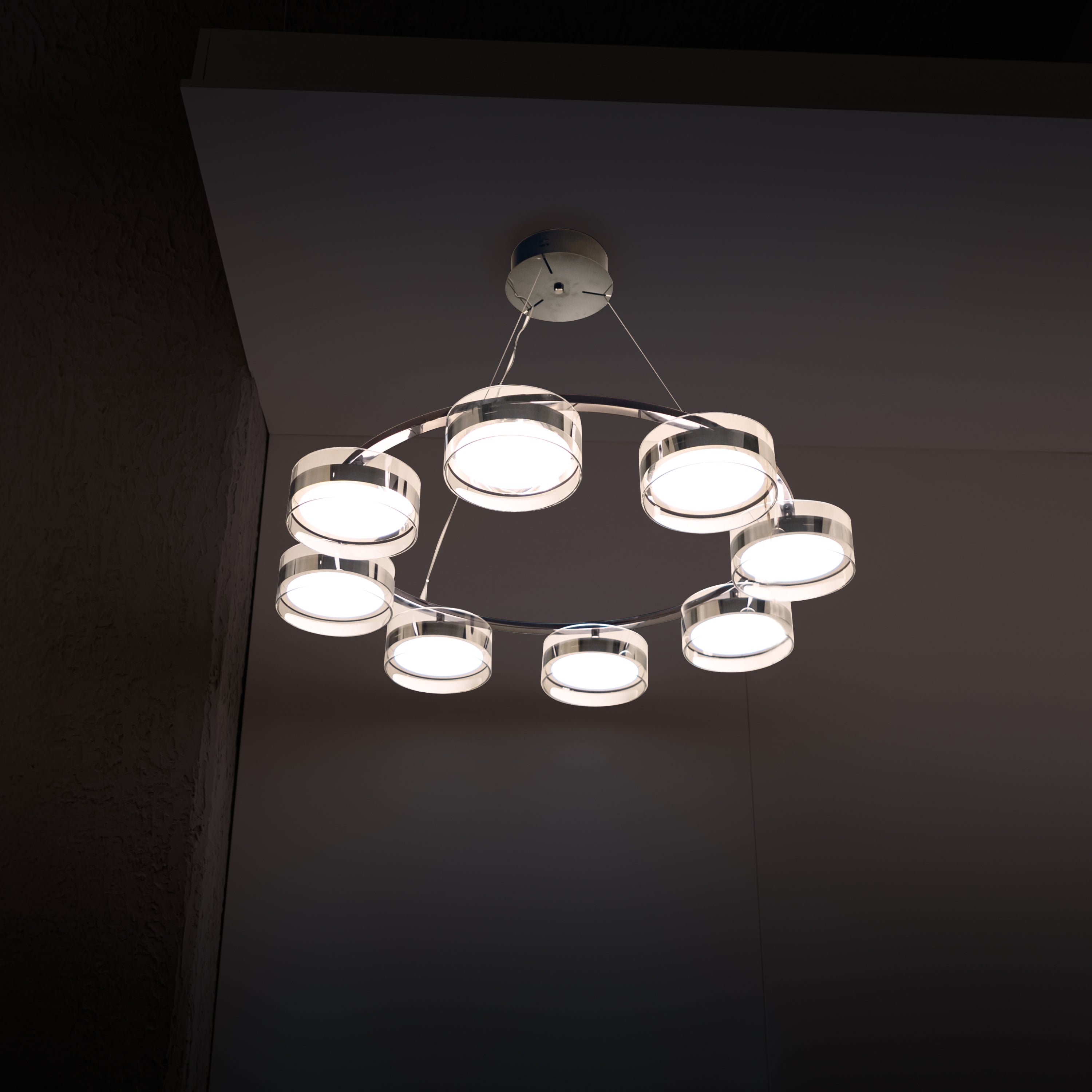 Berlin 8-Piece Platinum Stainless Transparent Glass Chandelier - Heka Lighting & Trading Limited