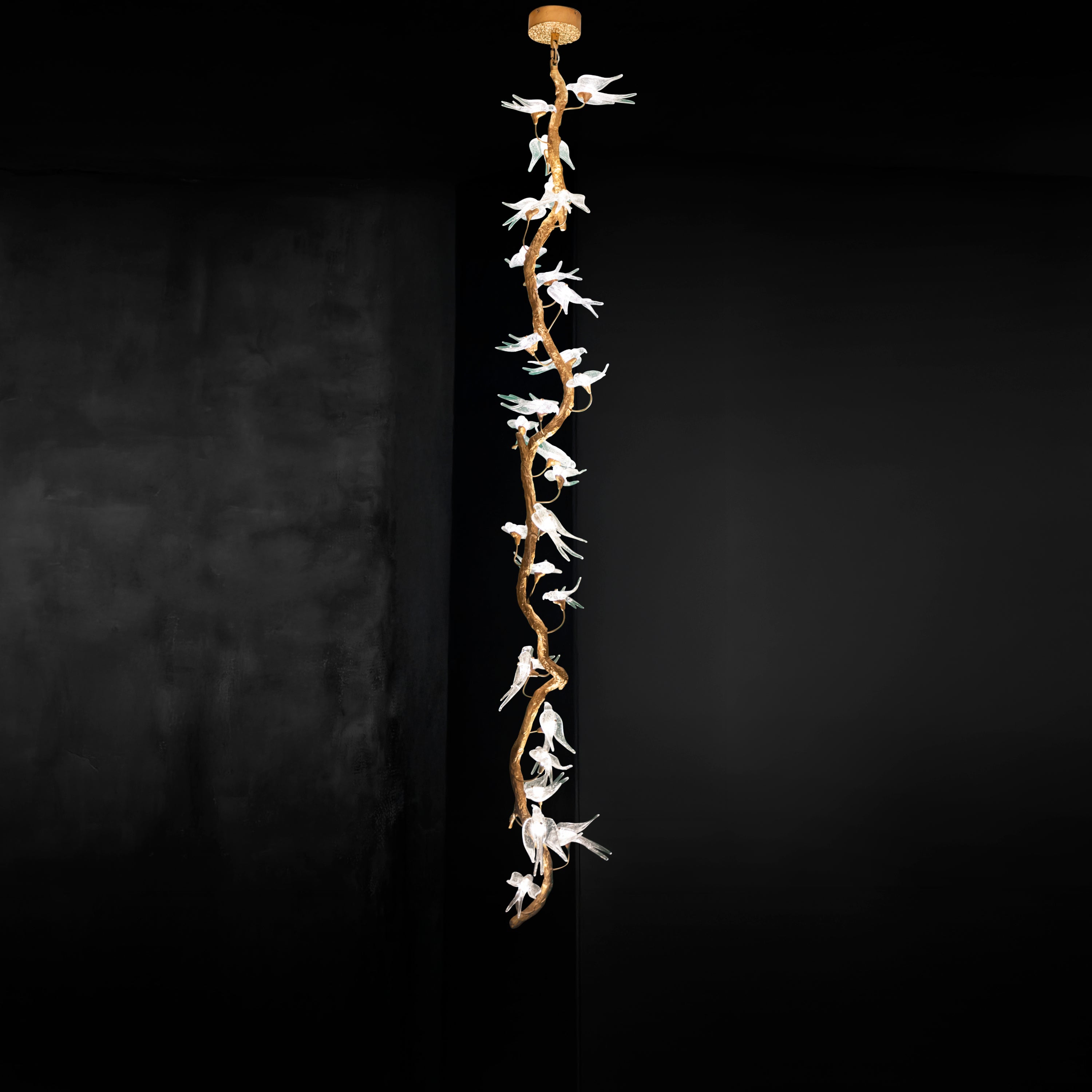 Peru Brass Transparent Swallow Glass Chandelier 300Cm - Heka Lighting & Trading Limited