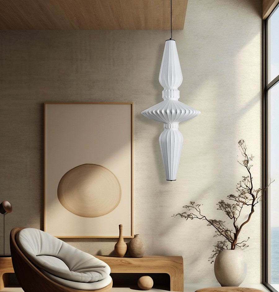 Altair Soft Touch White Polygonal Pendant Light Chandelier 130 Cm - Heka Lighting & Trading Limited