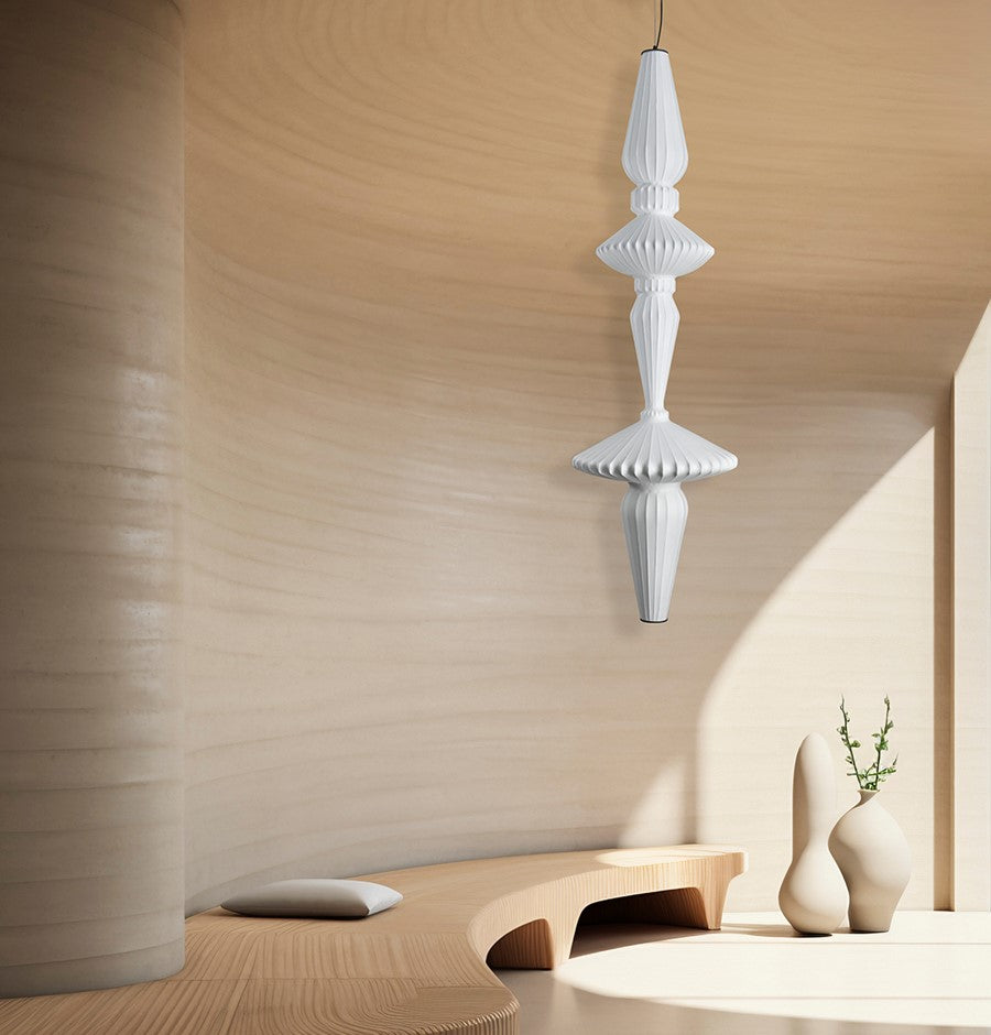 Altair Soft Touch White Polygonal Pendant Light Chandelier 190 Cm - Heka Lighting & Trading Limited