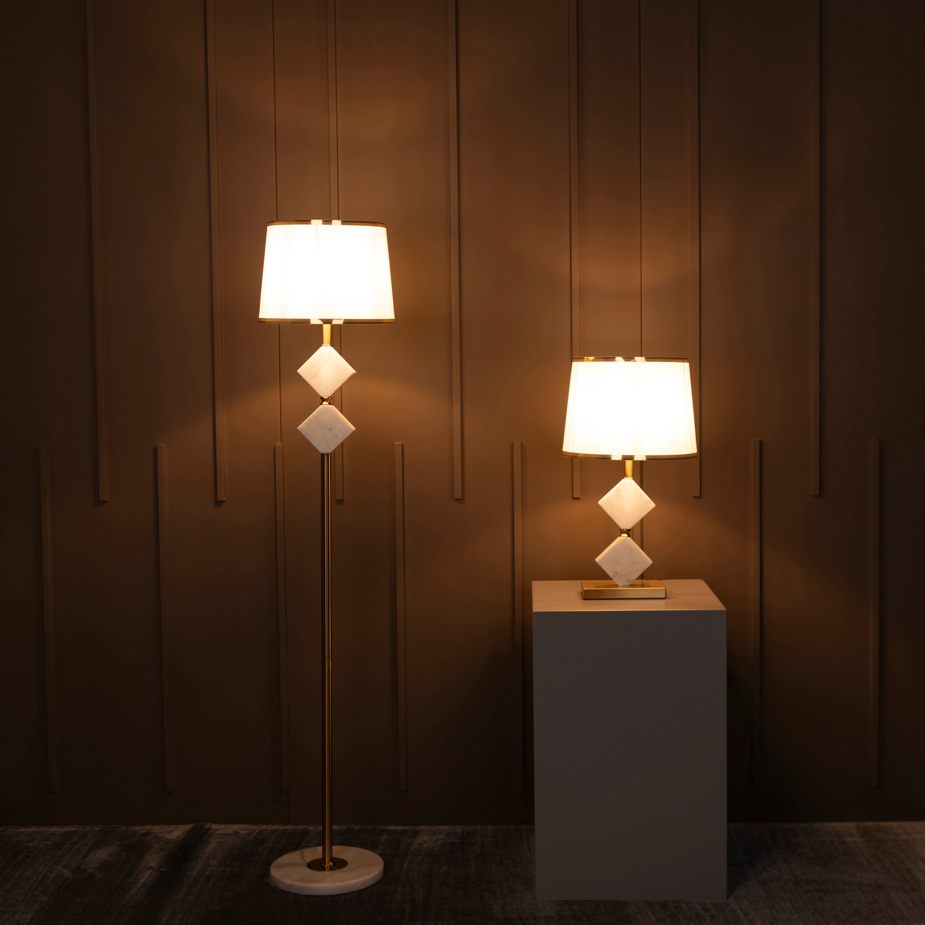 Ponzan White Marble Antique Floor Lamp | Modern Decorative Lighting For Homes & Hotels - Heka Lighting & Trading Limited