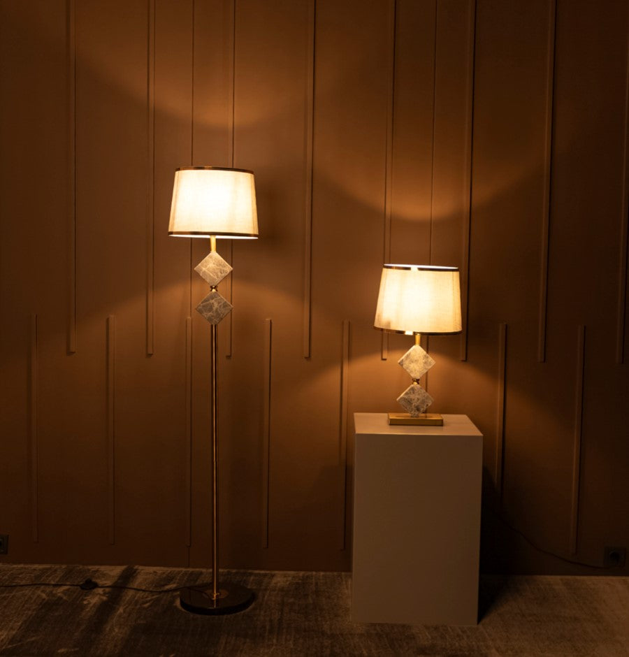 Ponzan Gray Marble Antique Floor Lamp | Modern Decorative Lighting For Homes & Hotels - Heka Lighting & Trading Limited