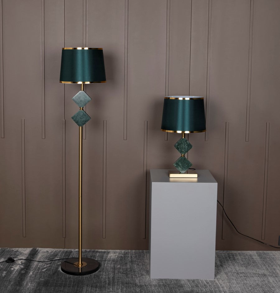 Ponzan Green Marble Antique Floor Lamp | Modern Decorative Lighting For Homes & Hotels - Heka Lighting & Trading Limited