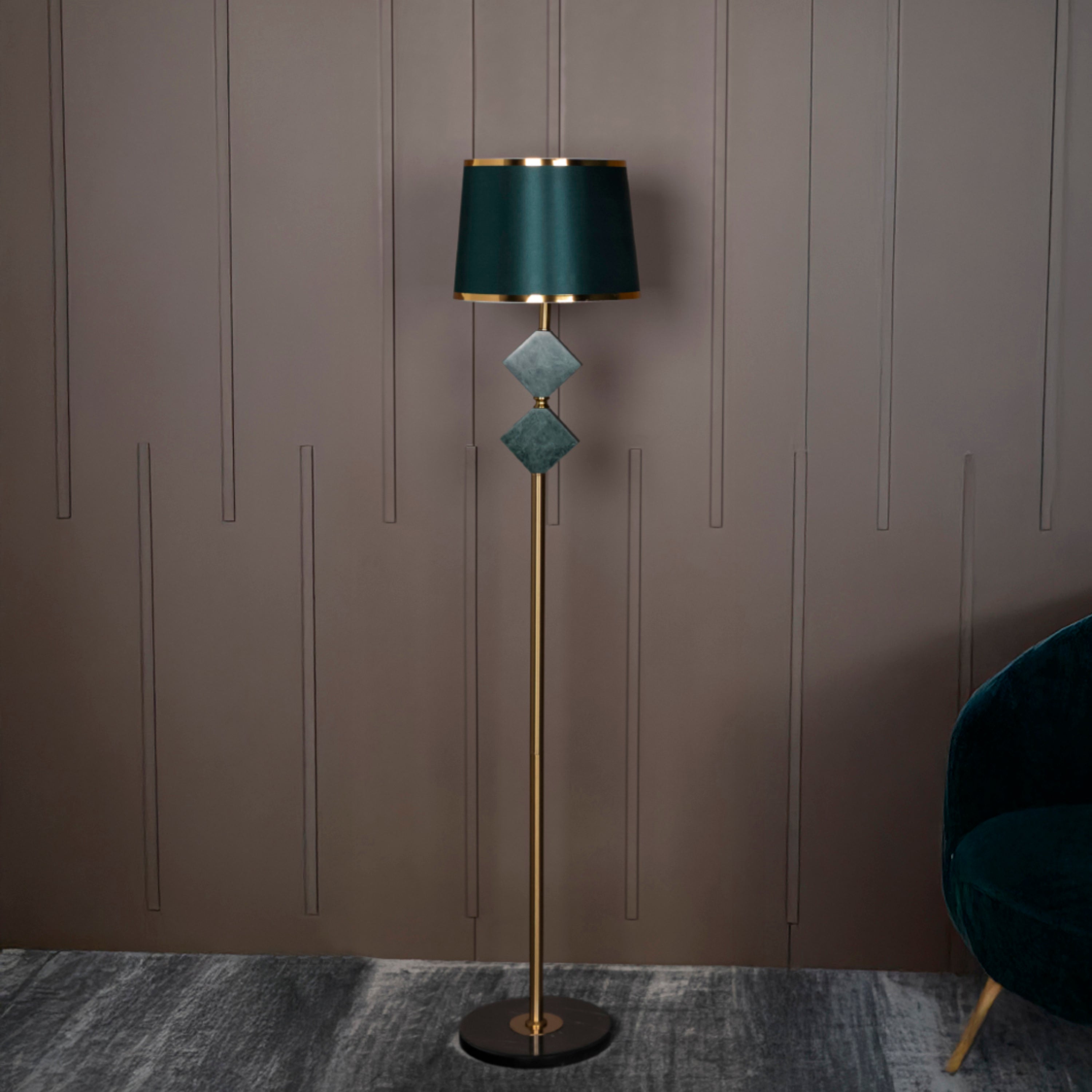 Ponzan Green Marble Antique Floor Lamp | Modern Decorative Lighting For Homes & Hotels - Heka Lighting & Trading Limited