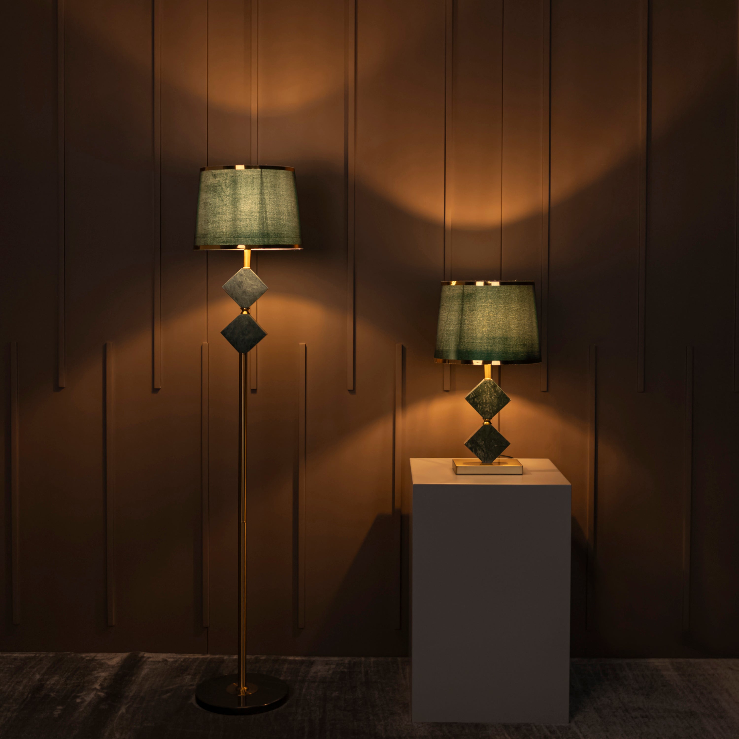 Ponzan Green Marble Antique Floor Lamp | Modern Decorative Lighting For Homes & Hotels - Heka Lighting & Trading Limited