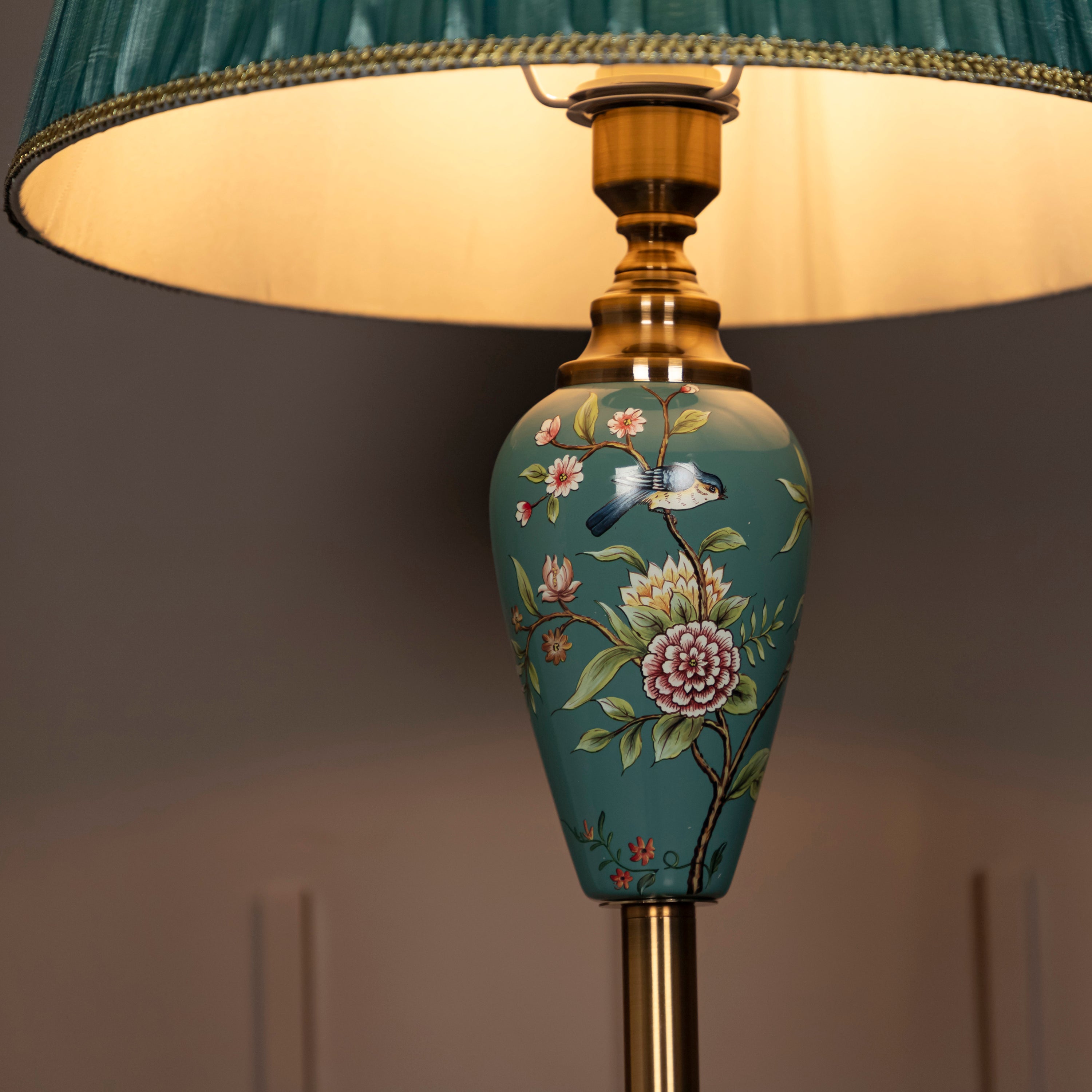 Debre Dark Antique Green Porcelain Floor Lamp - Heka Lighting & Trading Limited