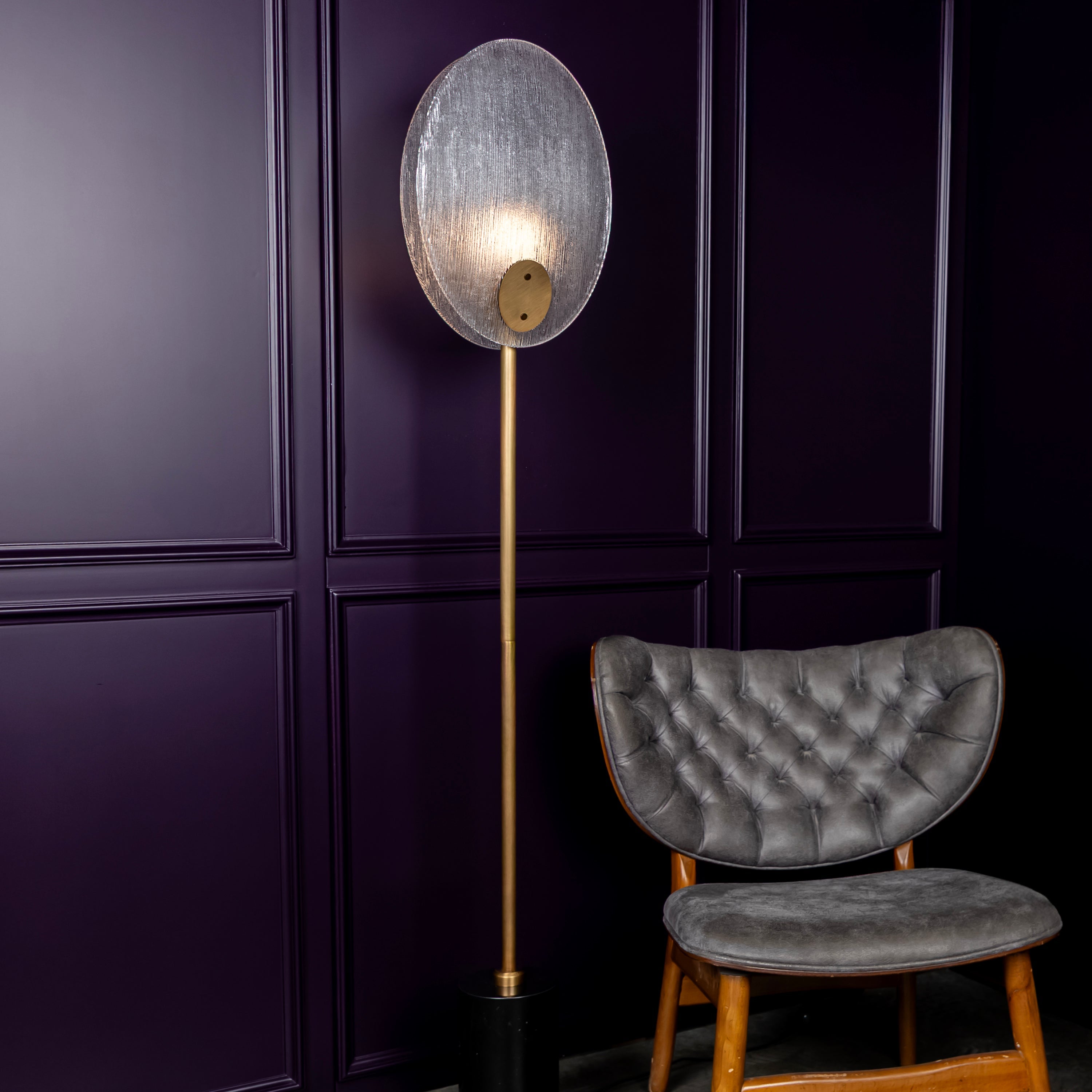 Gana Two White Frosted Glass Antique Floor Lamp