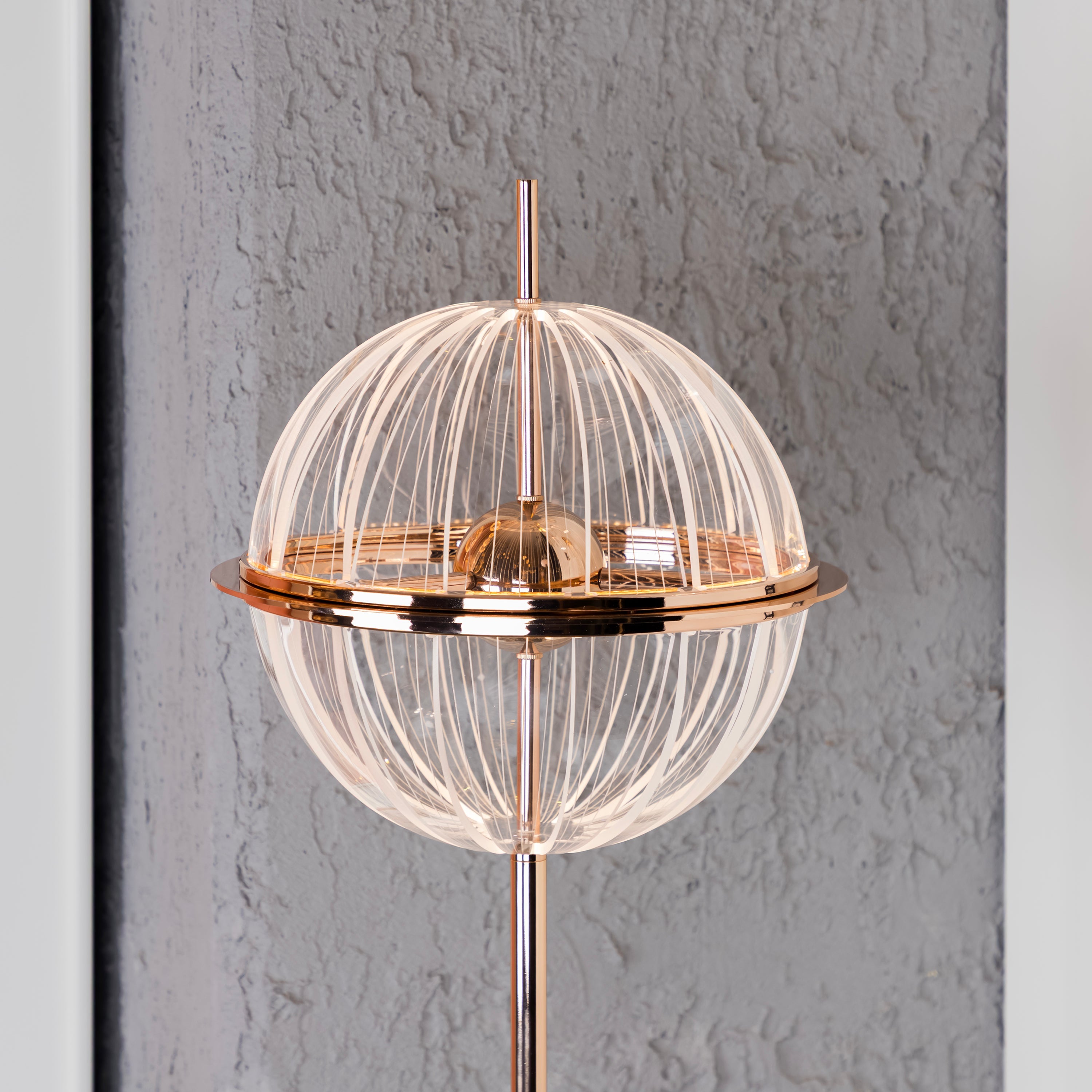 Carina Globe Transparent Acrylic Gold Floor Lamp 33 Cm - Heka Lighting & Trading Limited