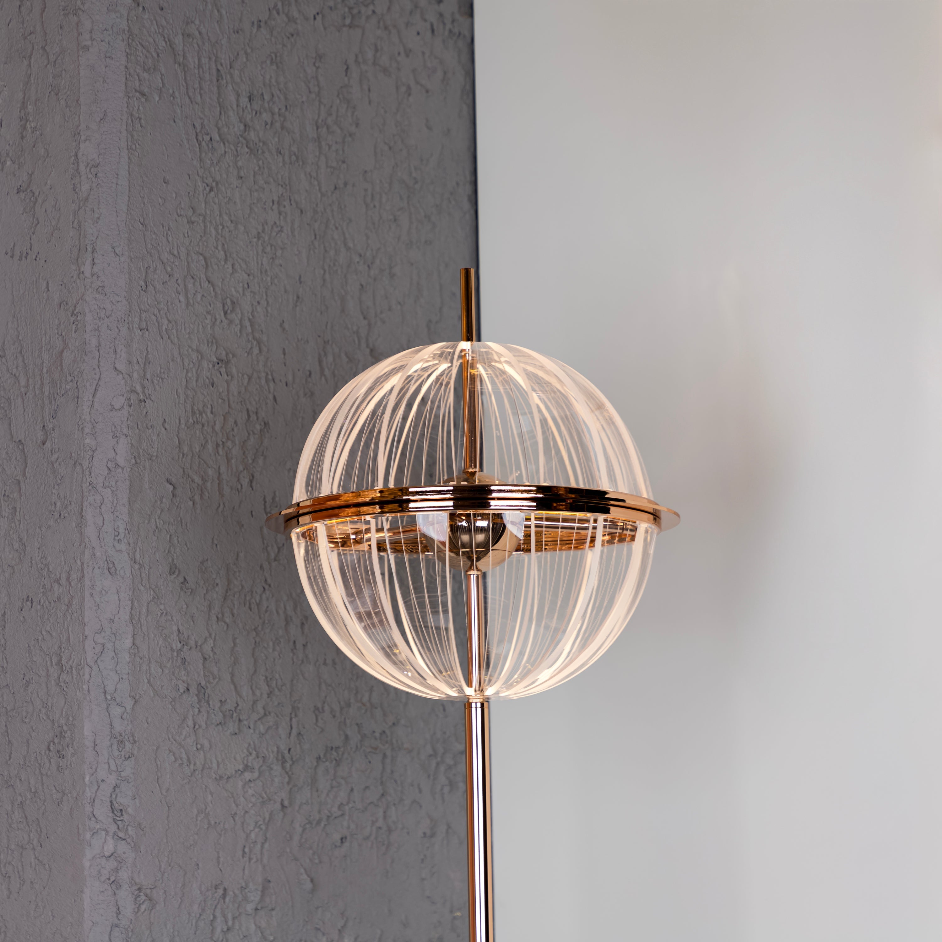 Carina Globe Transparent Acrylic Gold Floor Lamp 33 Cm - Heka Lighting & Trading Limited