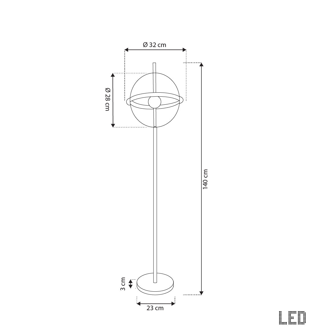 Carina Globe Transparent Acrylic Gold Floor Lamp 33 Cm - Heka Lighting & Trading Limited