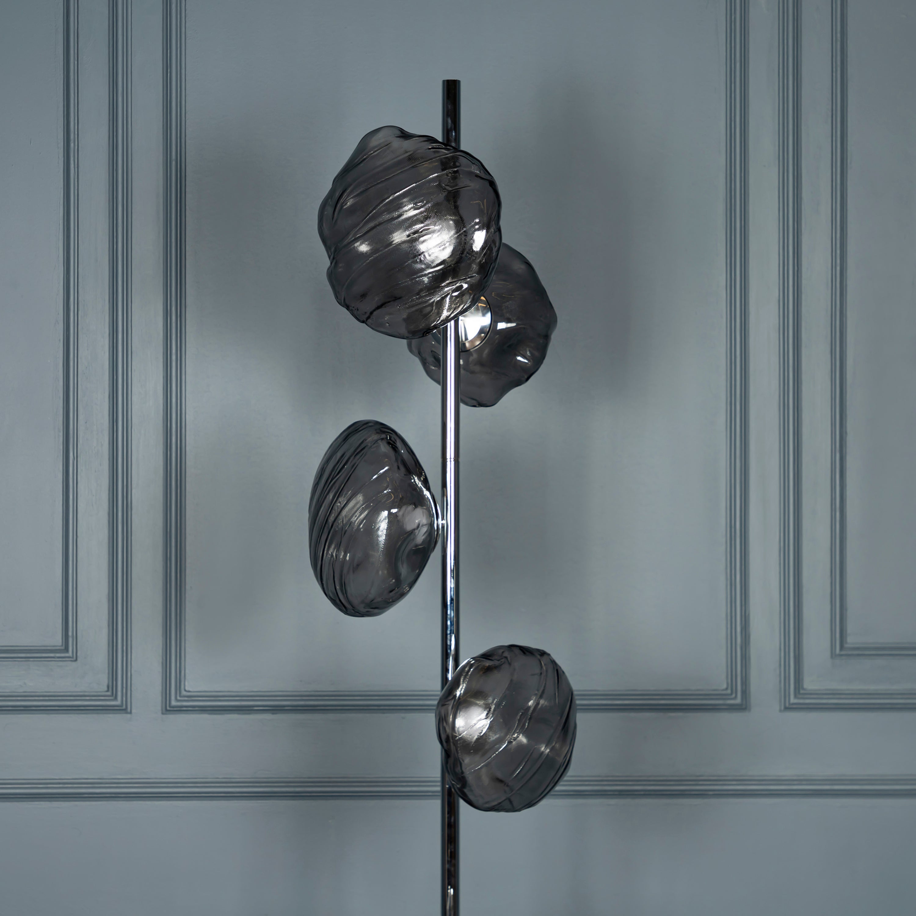 Hobart 6-Piece Smoked Glass Chrome Floor Lamp - Heka Lighting & Trading Limited