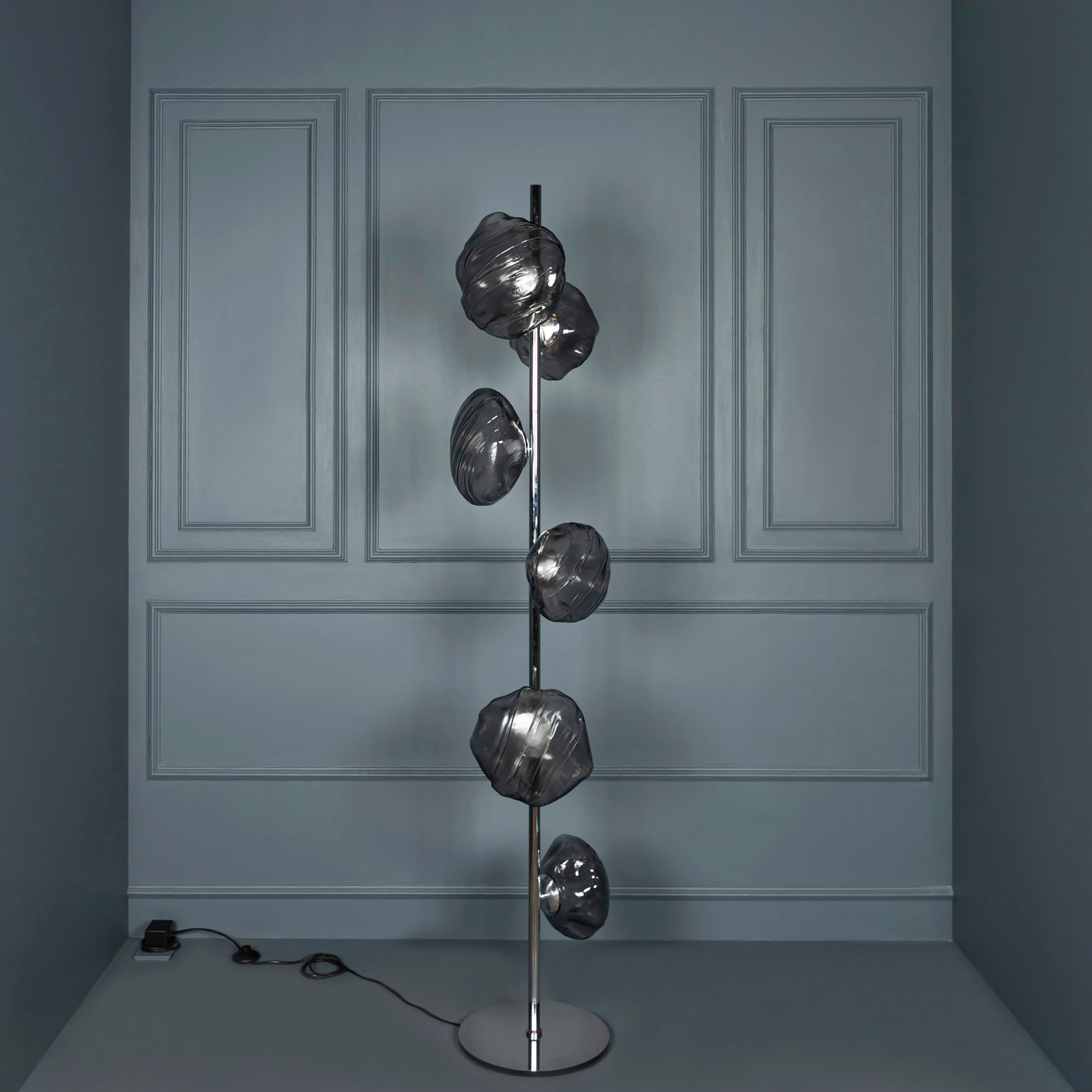 Hobart 6-Piece Smoked Glass Chrome Floor Lamp - Heka Lighting & Trading Limited