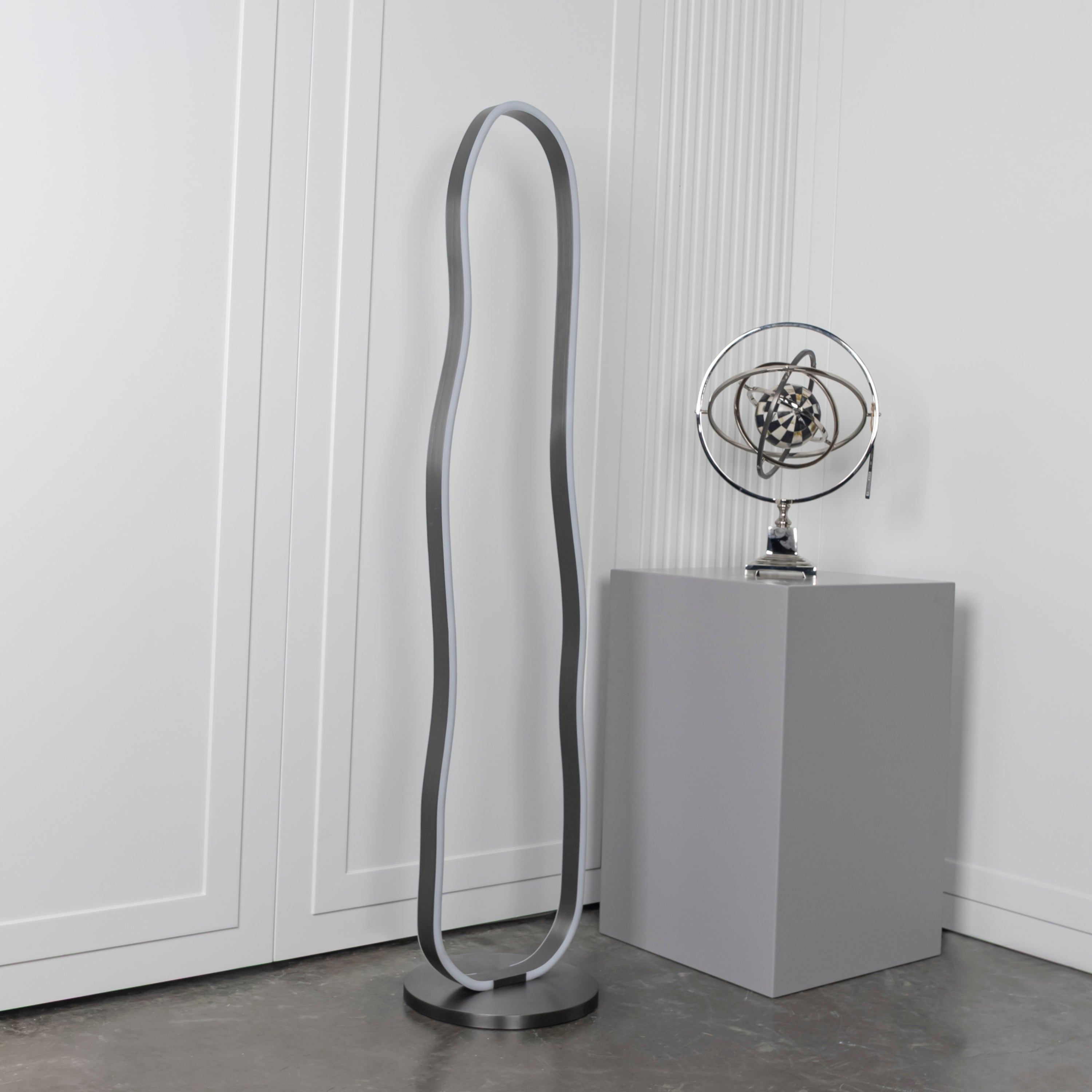 Marsis Stainless Platinum Floor Lamp | Modern Decorative Lighting For Homes & Hotels - Heka Lighting & Trading Limited