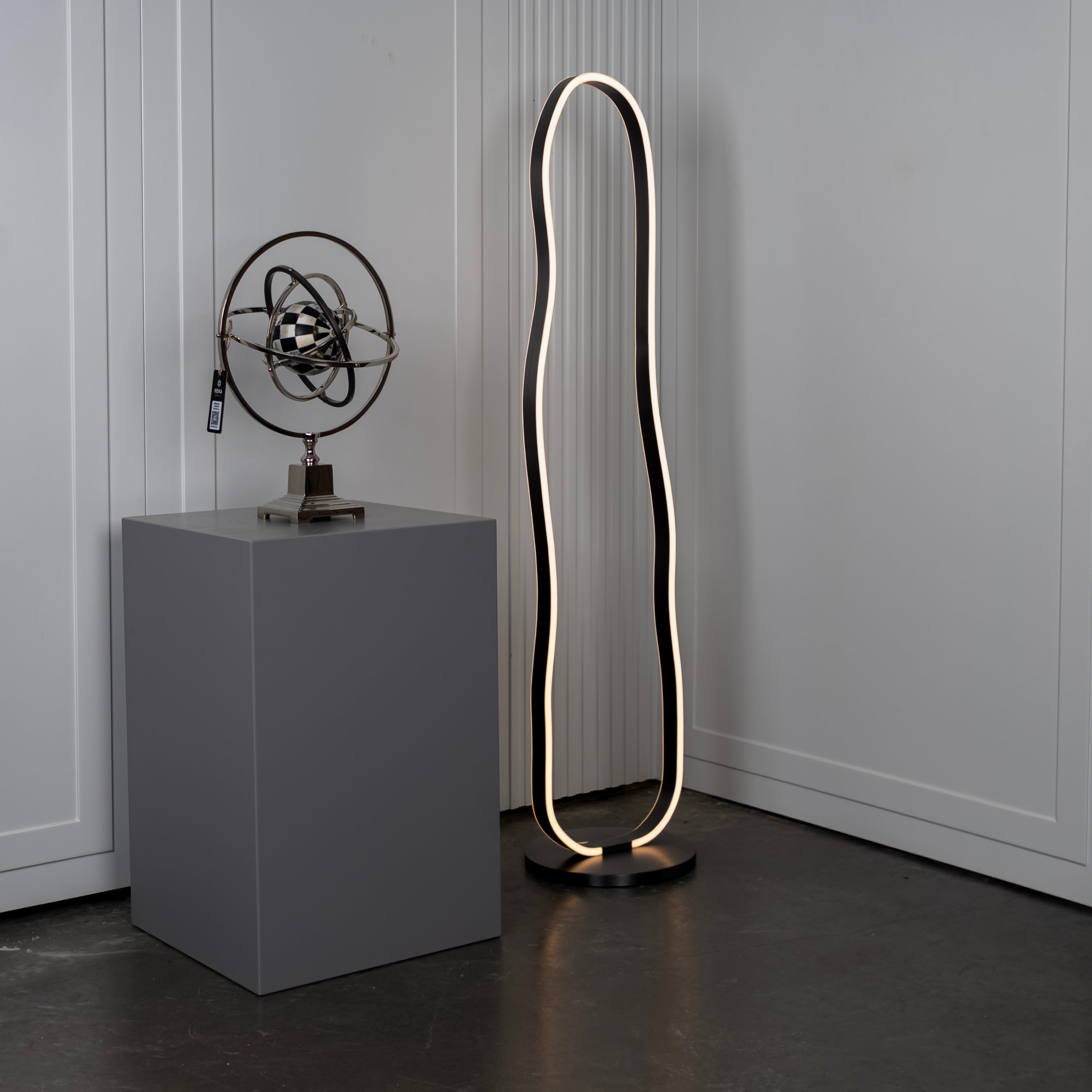 Marsis Stainless Platinum Floor Lamp | Modern Decorative Lighting For Homes & Hotels - Heka Lighting & Trading Limited