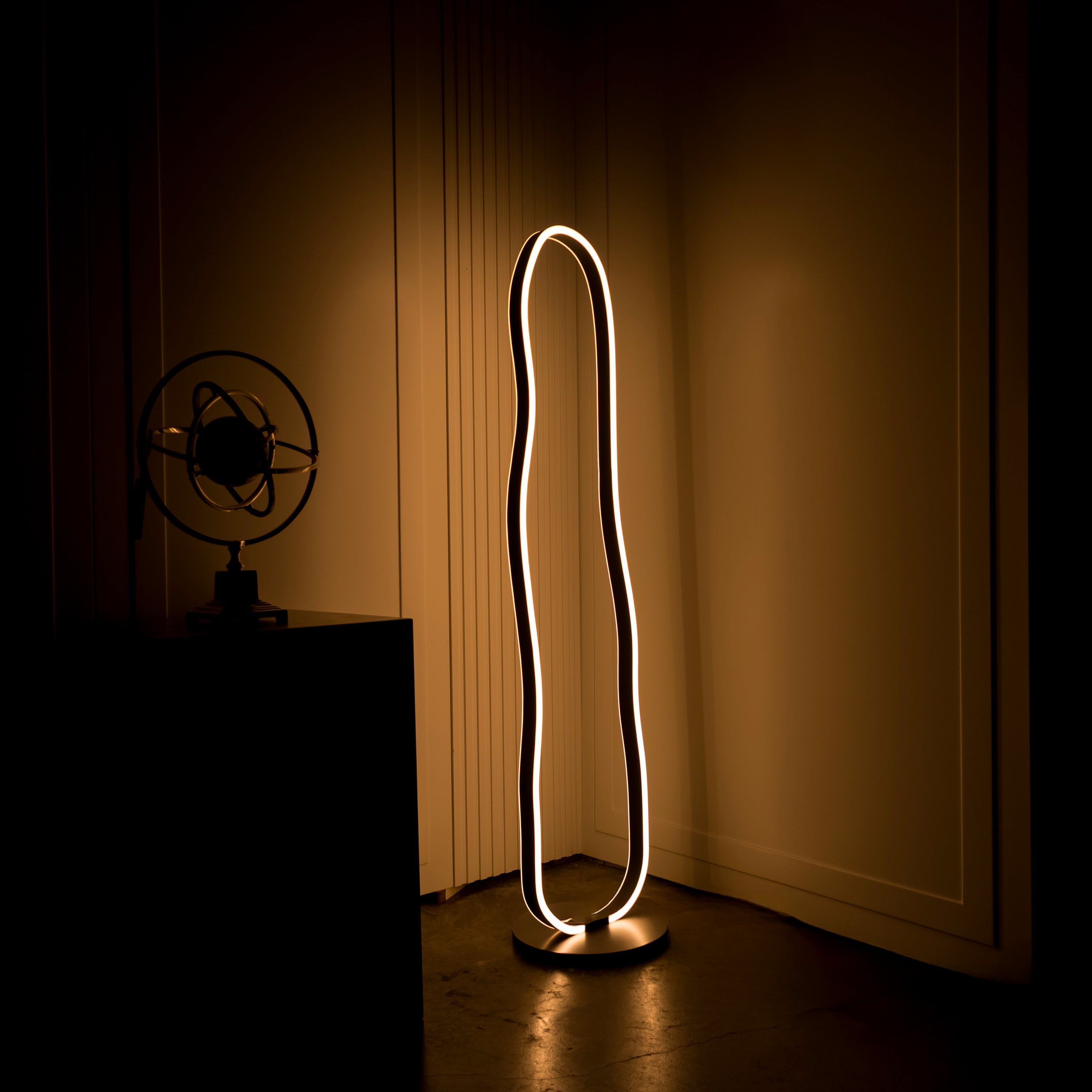 Marsis Stainless Platinum Floor Lamp | Modern Decorative Lighting For Homes & Hotels - Heka Lighting & Trading Limited