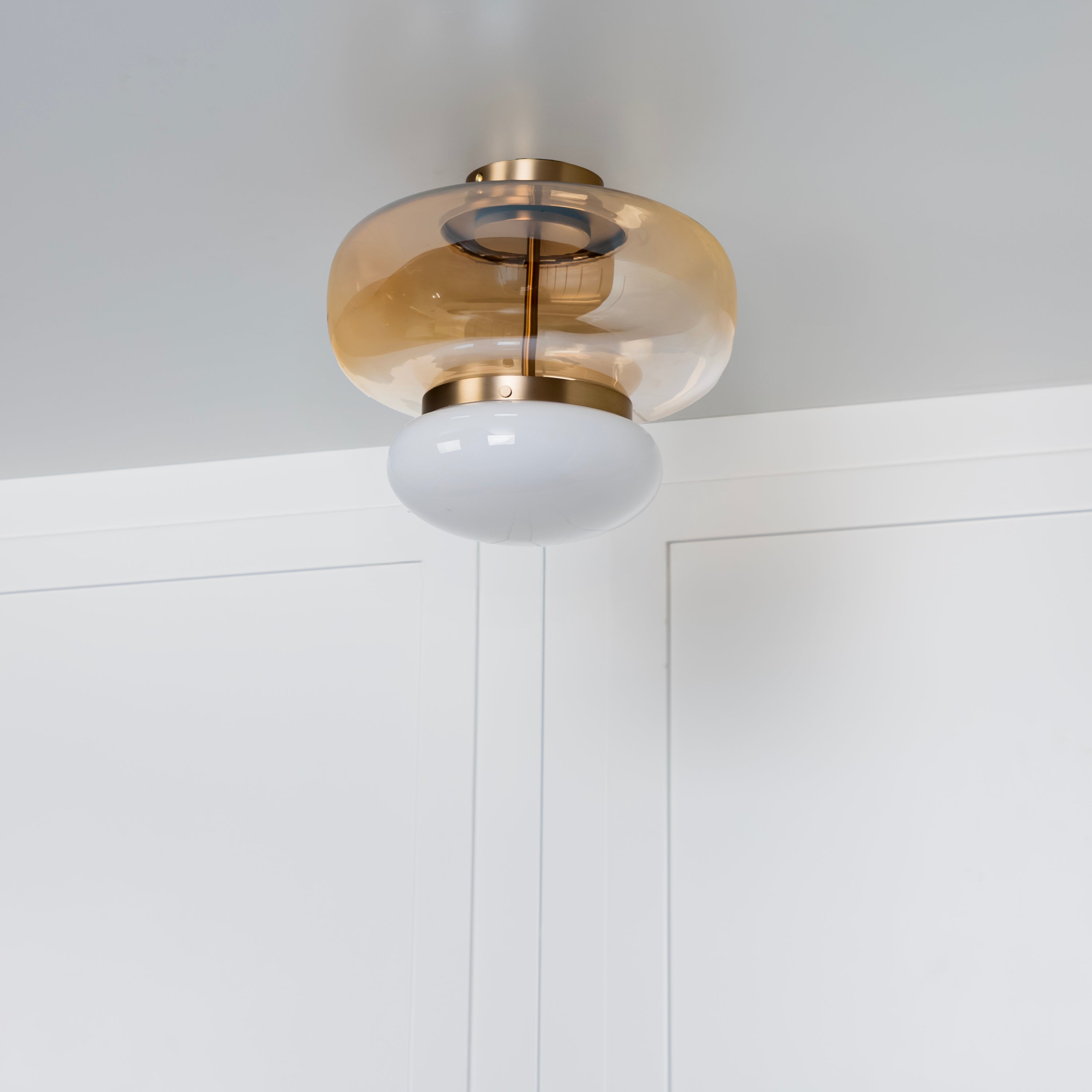 Salvador Honey & White Glass Antique Plafonier 27Cm - Heka Lighting & Trading Limited