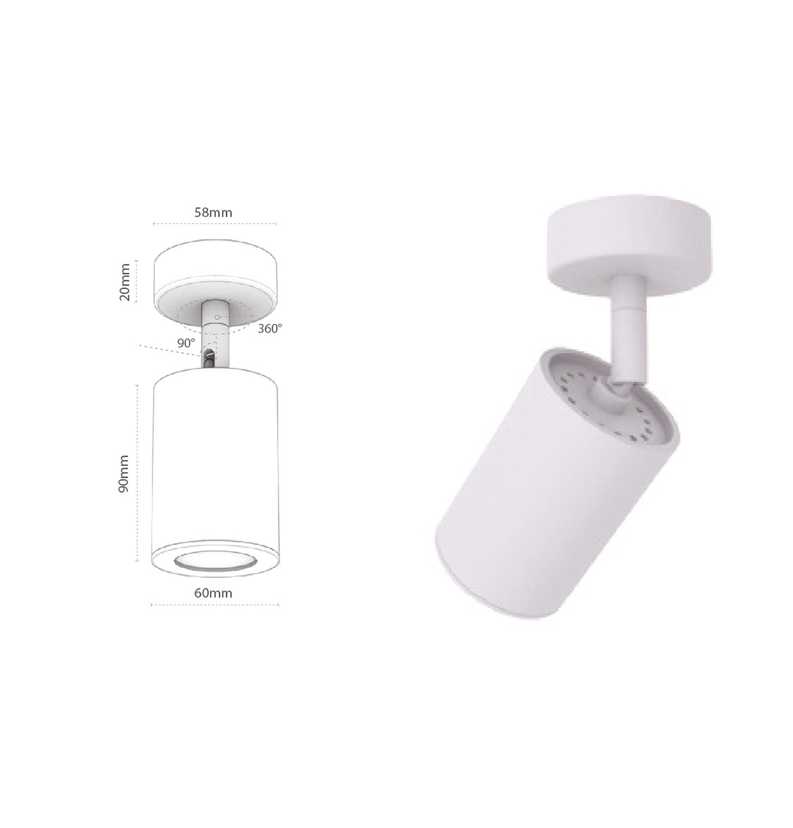 Bella White Flat Spot 6X9 Cm | Modern Decorative Lighting For Homes & Hotels - Heka Lighting & Trading Limited