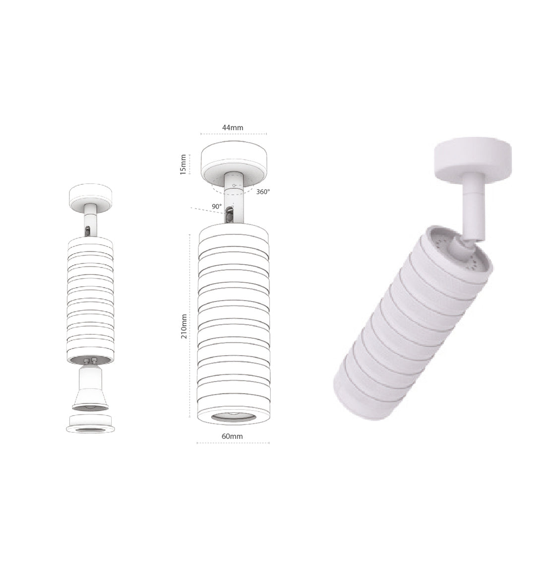 Eva White Serrated Spot 6X21 Cm - Heka Lighting & Trading Limited