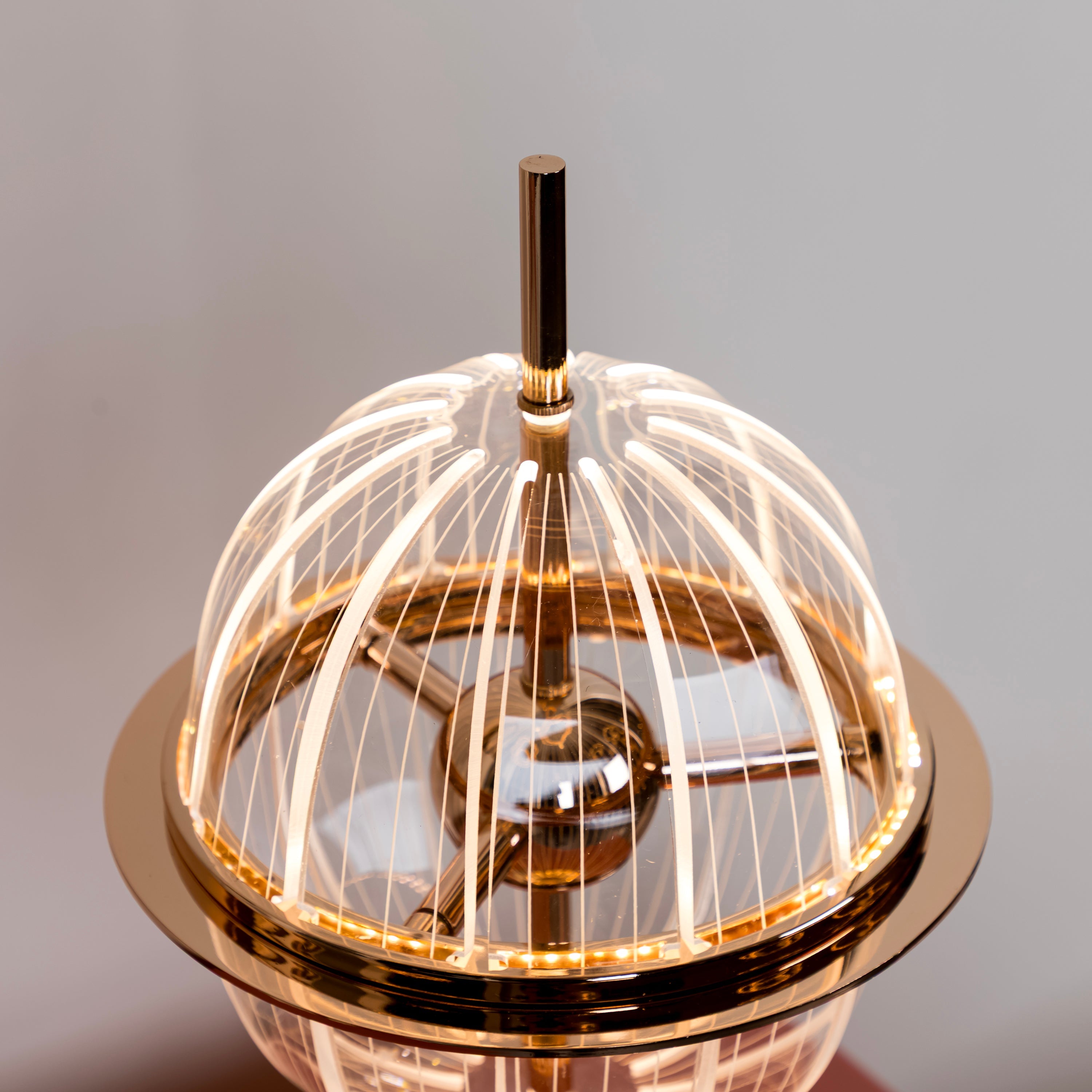 Carina Globe Transparent Acrylic Gold Table Lamp 23 Cm - Heka Lighting & Trading Limited