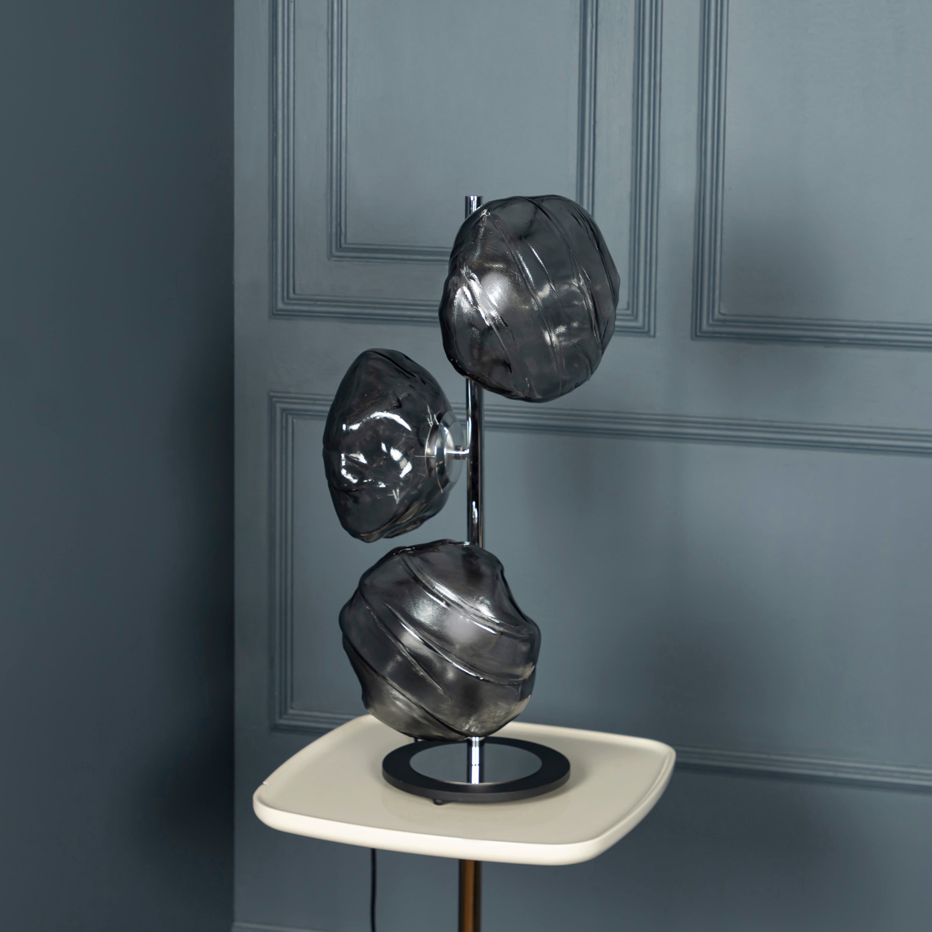 Hobart 3-Piece Smoked Glass Chrome Table Lamp - Heka Lighting & Trading Limited