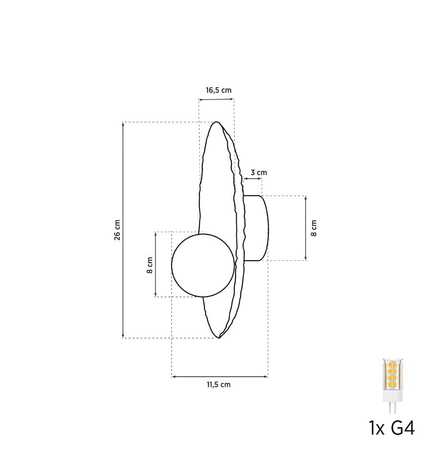 Brüksel Gold Marble Small Wall Sconce - Heka Lighting & Trading Limited