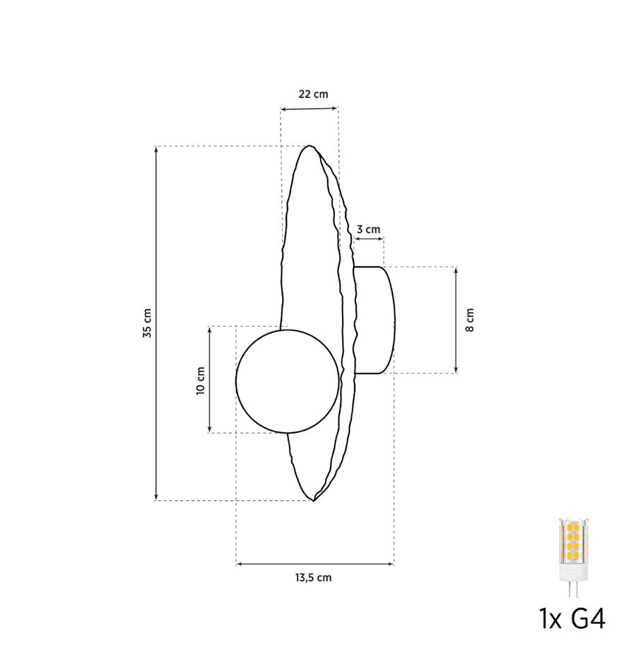 Brüksel Gold Marble Mid-Size Wall Sconce - Heka Lighting & Trading Limited