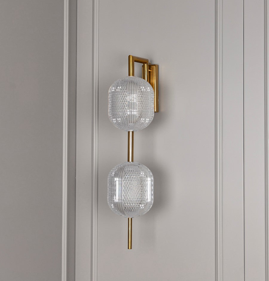 Sofia Double Acrylic Antique Wall Sconce 62 Cm - Heka Lighting & Trading Limited