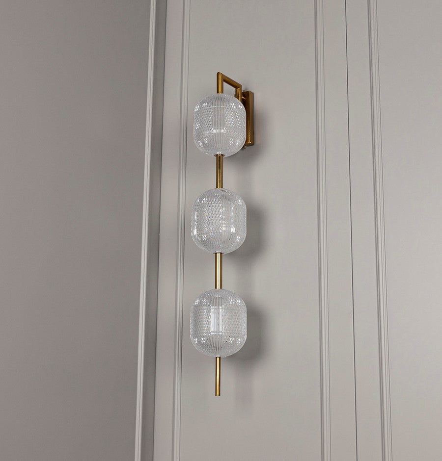 Sofia Triple Acrylic Antique Wall Sconce 90 Cm - Heka Lighting & Trading Limited