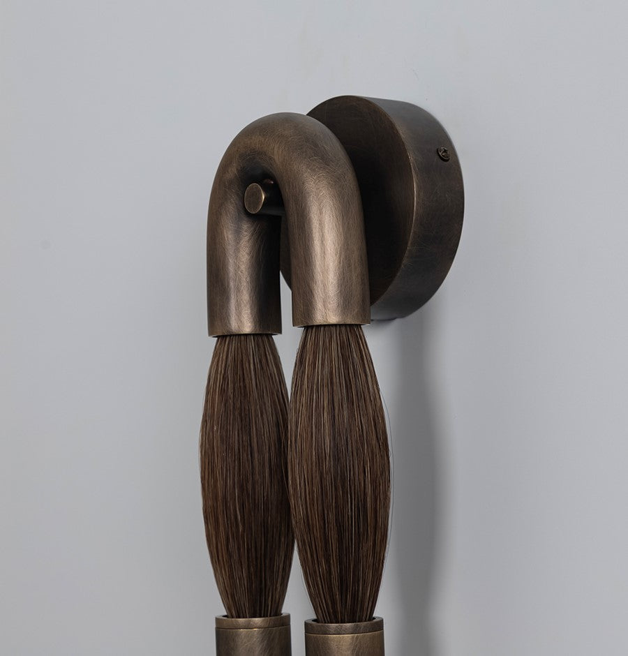 Pony Horse Hair Dark Antique Marble Small Wall Sconce - Heka Lighting & Trading Limited