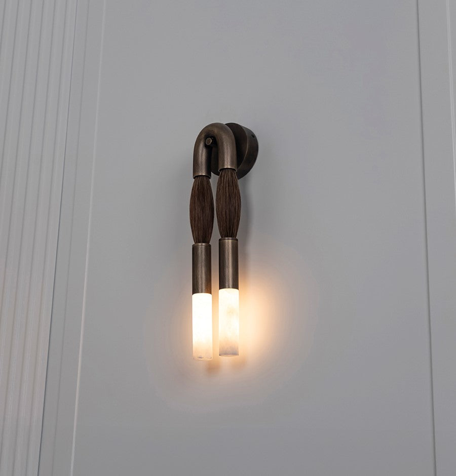 Pony Horse Hair Dark Antique Marble Small Wall Sconce - Heka Lighting & Trading Limited