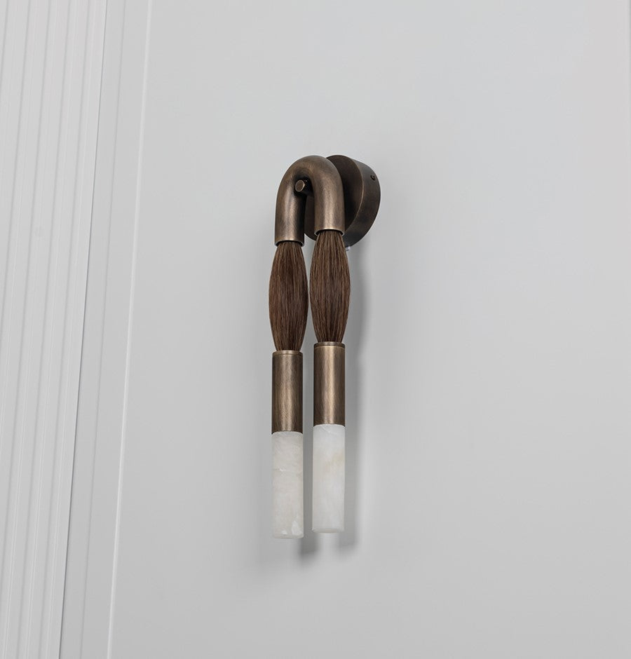 Pony Horse Hair Dark Antique Marble Small Wall Sconce - Heka Lighting & Trading Limited